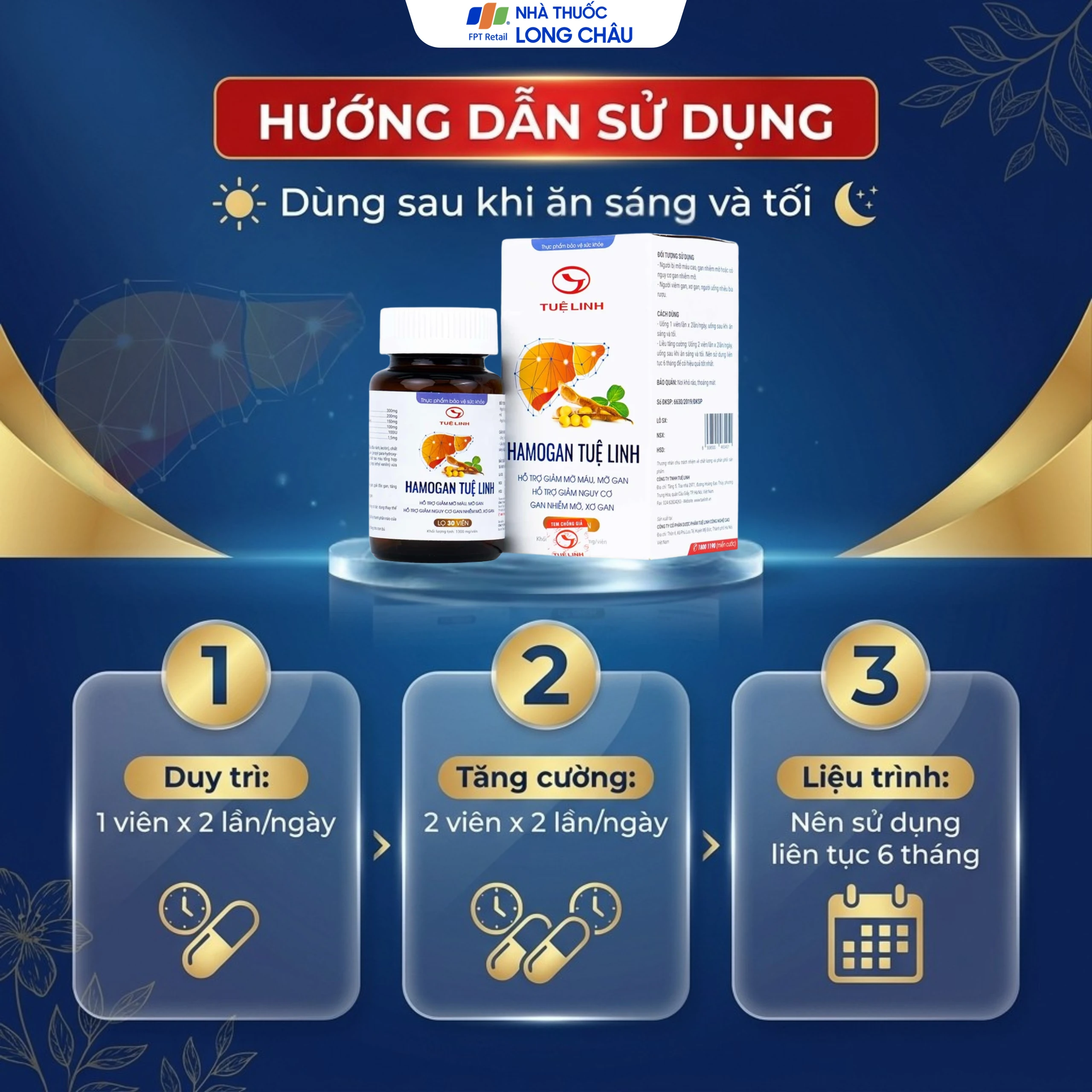 Viên hỗ trợ giảm mỡ máu, mỡ gan Hamogan Tuệ Linh (30 viên) 5