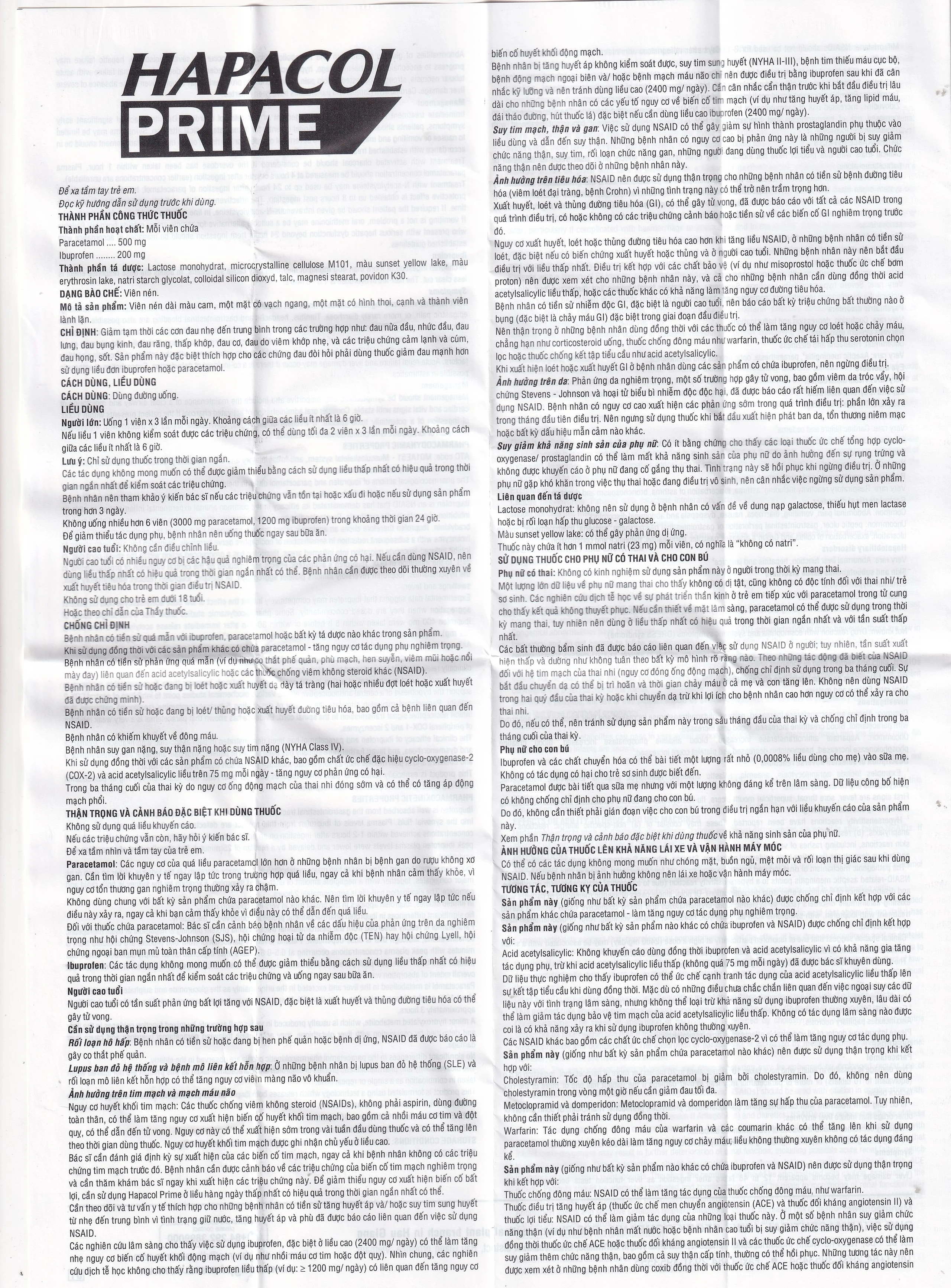 Hapacol Prime Đau Nhức Kháng Viêm Dhg Pharma 10X10