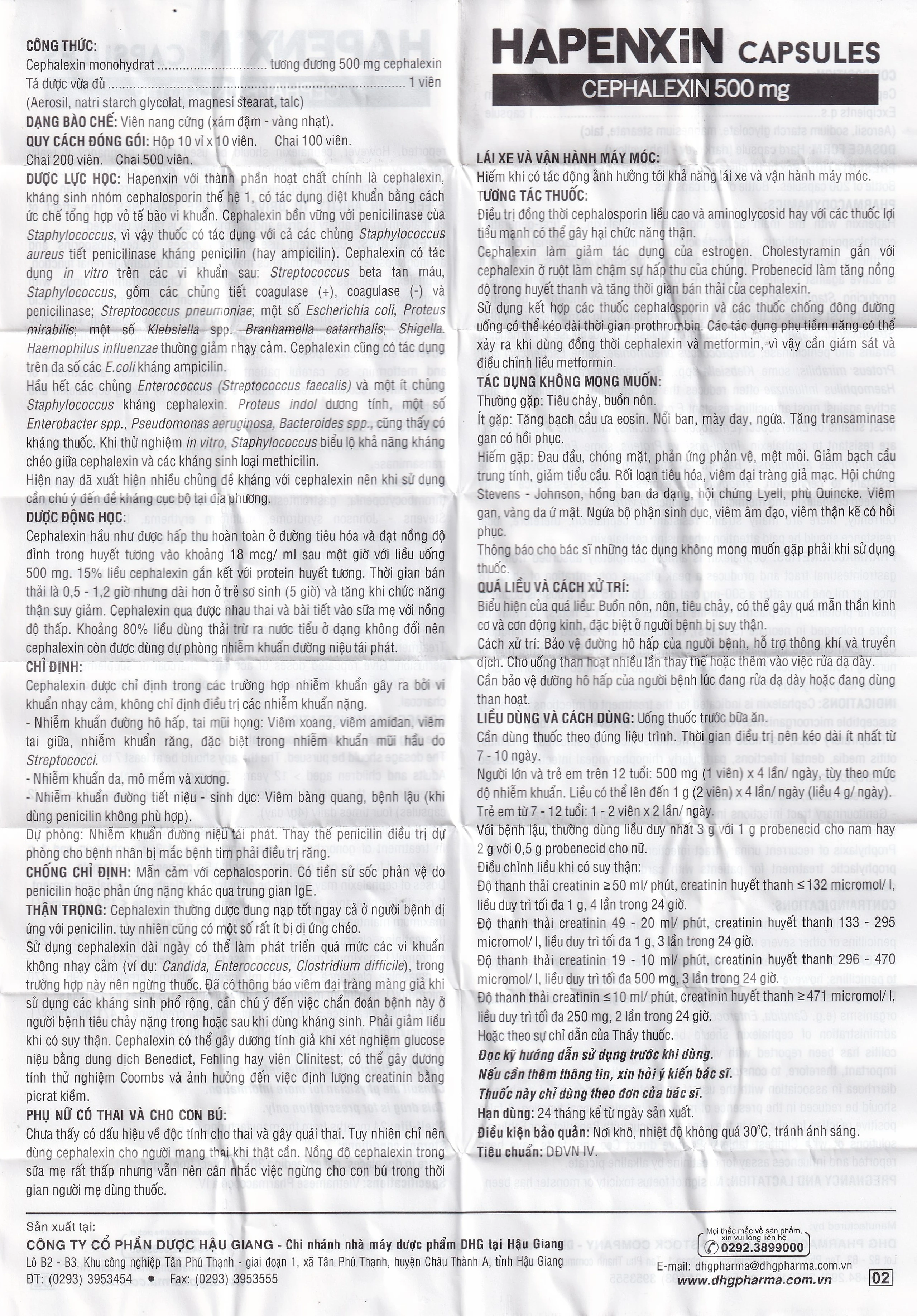 Thuốc Hapenxin Capsules DHG điều trị nhiễm khuẩn (100 viên)