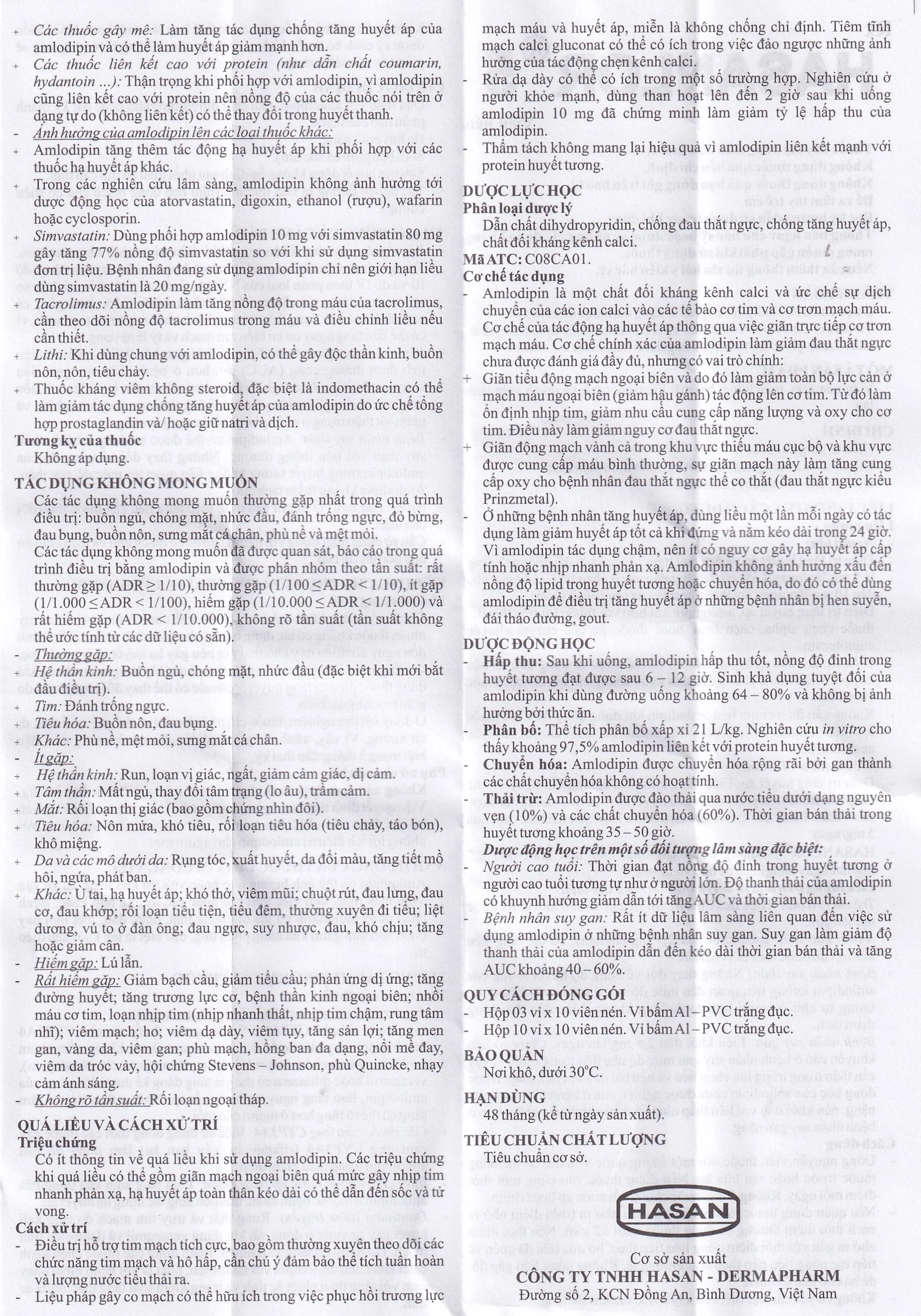 Thuốc Hasanlor 5 Hasan điều trị tăng huyết áp, đau thắt ngực (10 vỉ x 10 viên)