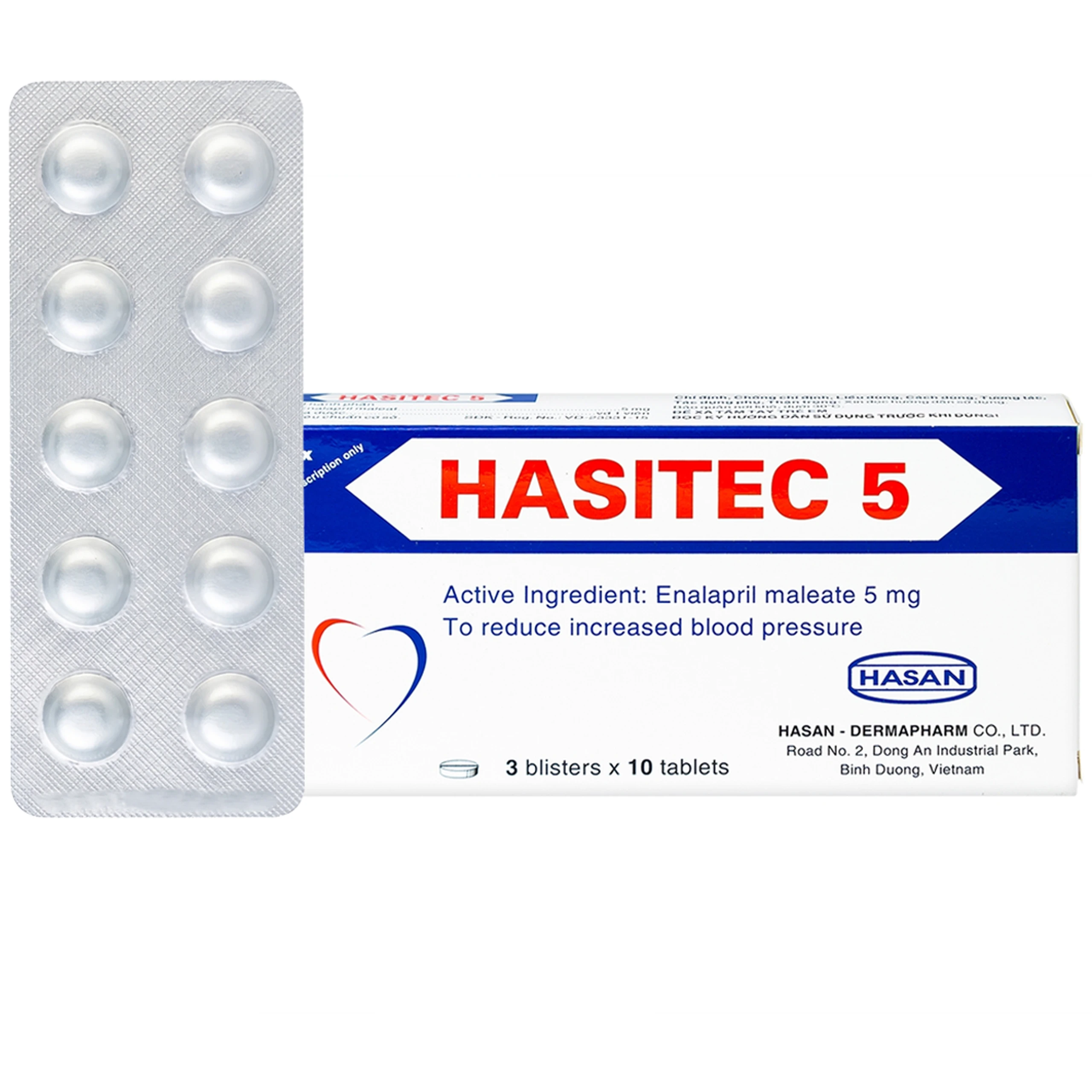 Thuốc Hasitec 5 Hasan điều trị tăng huyết áp, suy tim (3 vỉ x 10 viên) 1