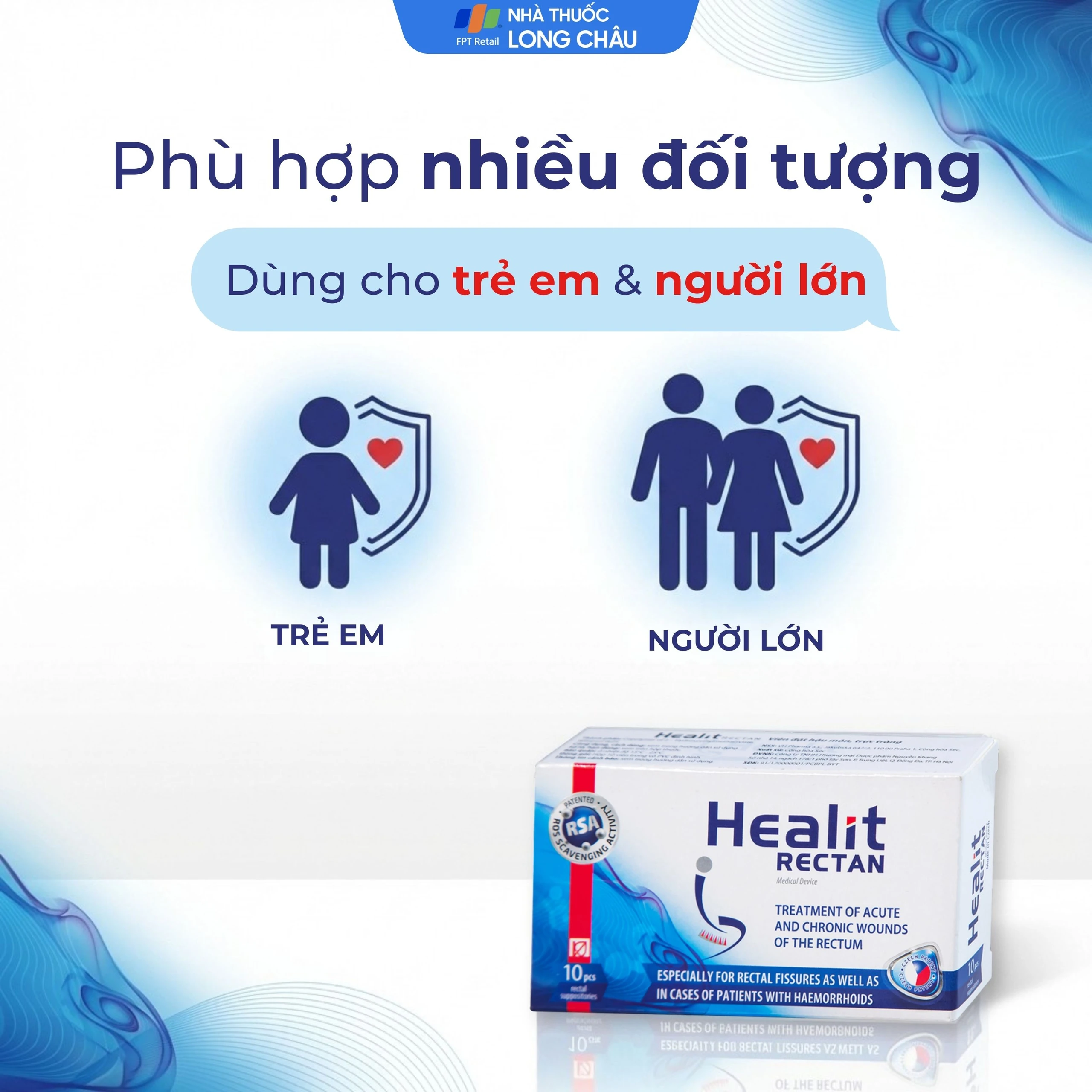 Viên đặt hậu môn, trực tràng Healit Rectan (10 viên) giúp thúc đẩy nhanh quá trình lành vết thương