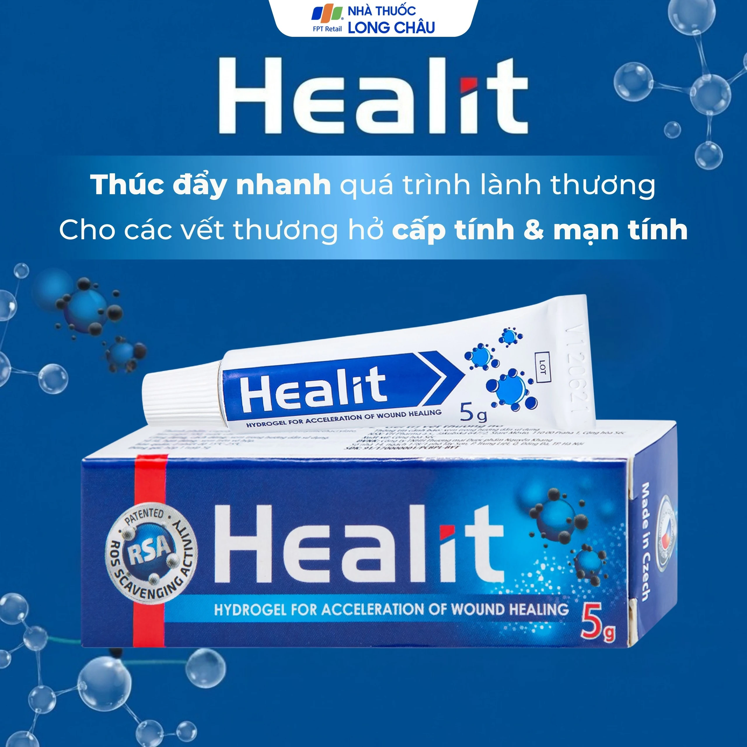 Kem bôi vết thương Healit Vhpharma 5g hỗ trợ điều trị các vết thương hở cấp và mãn tính