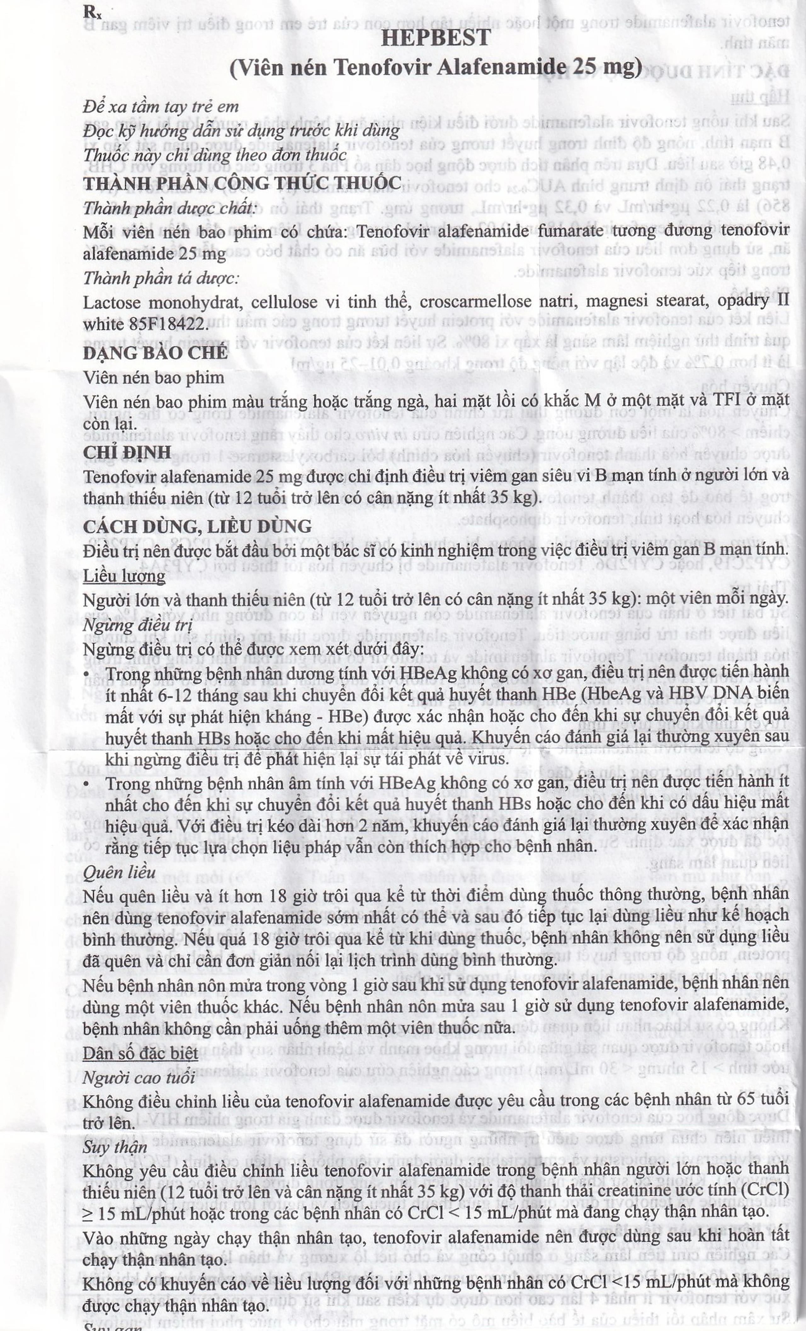 Thuốc Hepbest 25mg điều trị nhiễm virus viêm gan B mạn tính (30 viên)