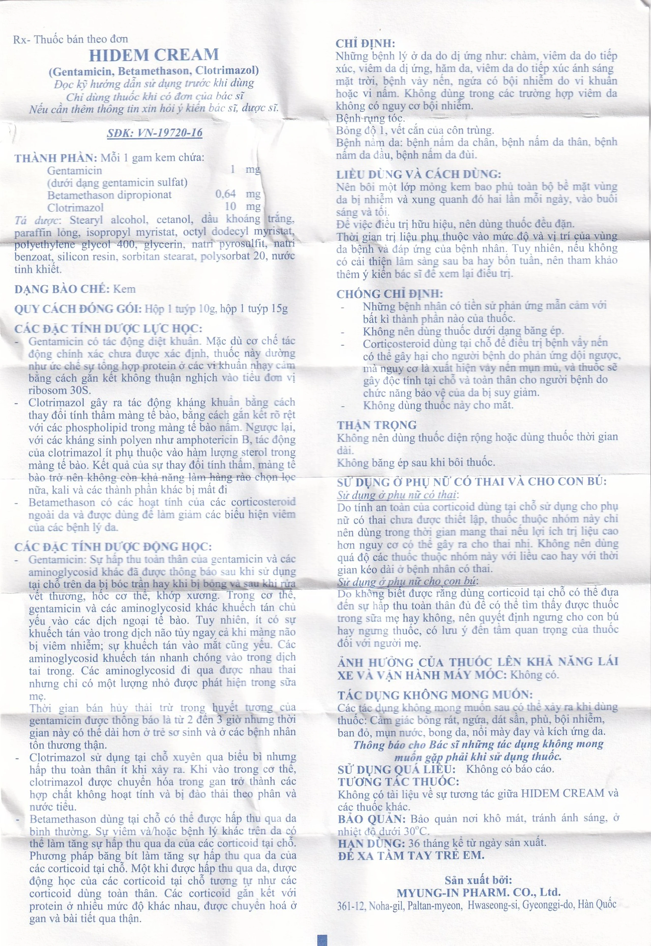 Kem bôi Hidem Cream điều trị viêm da dị ứng, hăm da (15g)