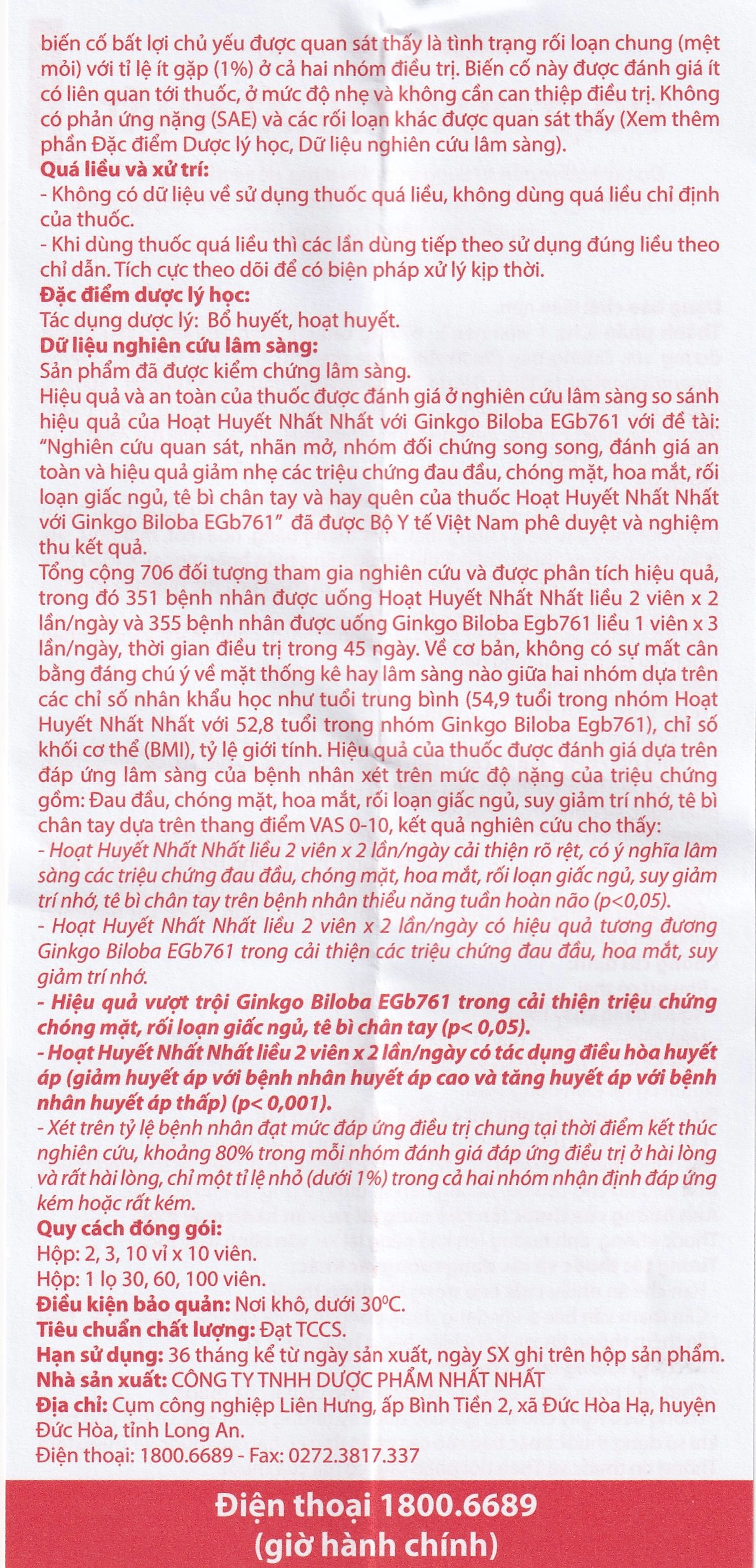 Thuốc Hoạt Huyết Nhất Nhất giúp hoạt huyết, trị thiếu năng tuần hoàn (3 vỉ x 10 viên)