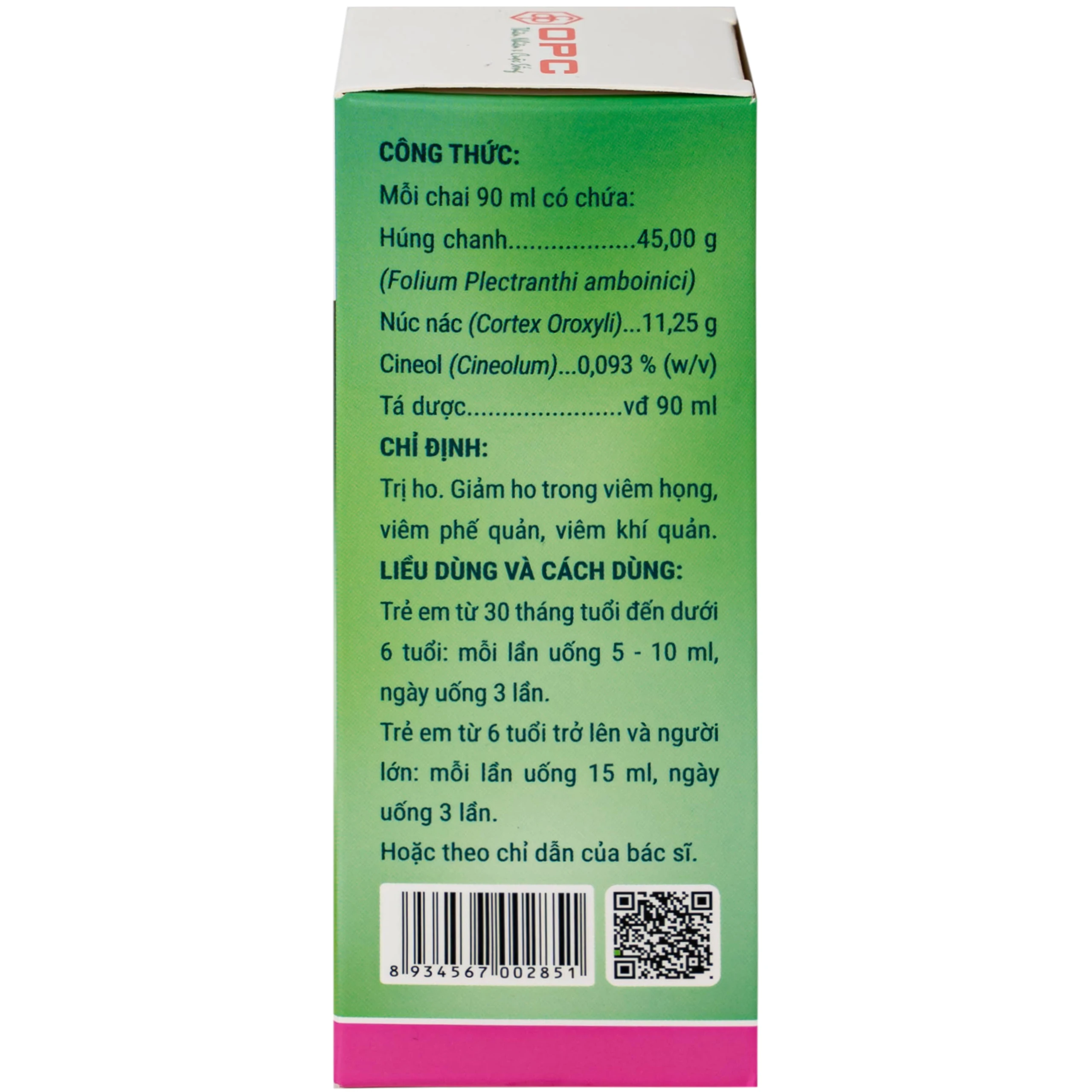 Siro HoAstex OPC điều trị ho, giảm ho trong viêm họng, viêm phế quản (90ml)