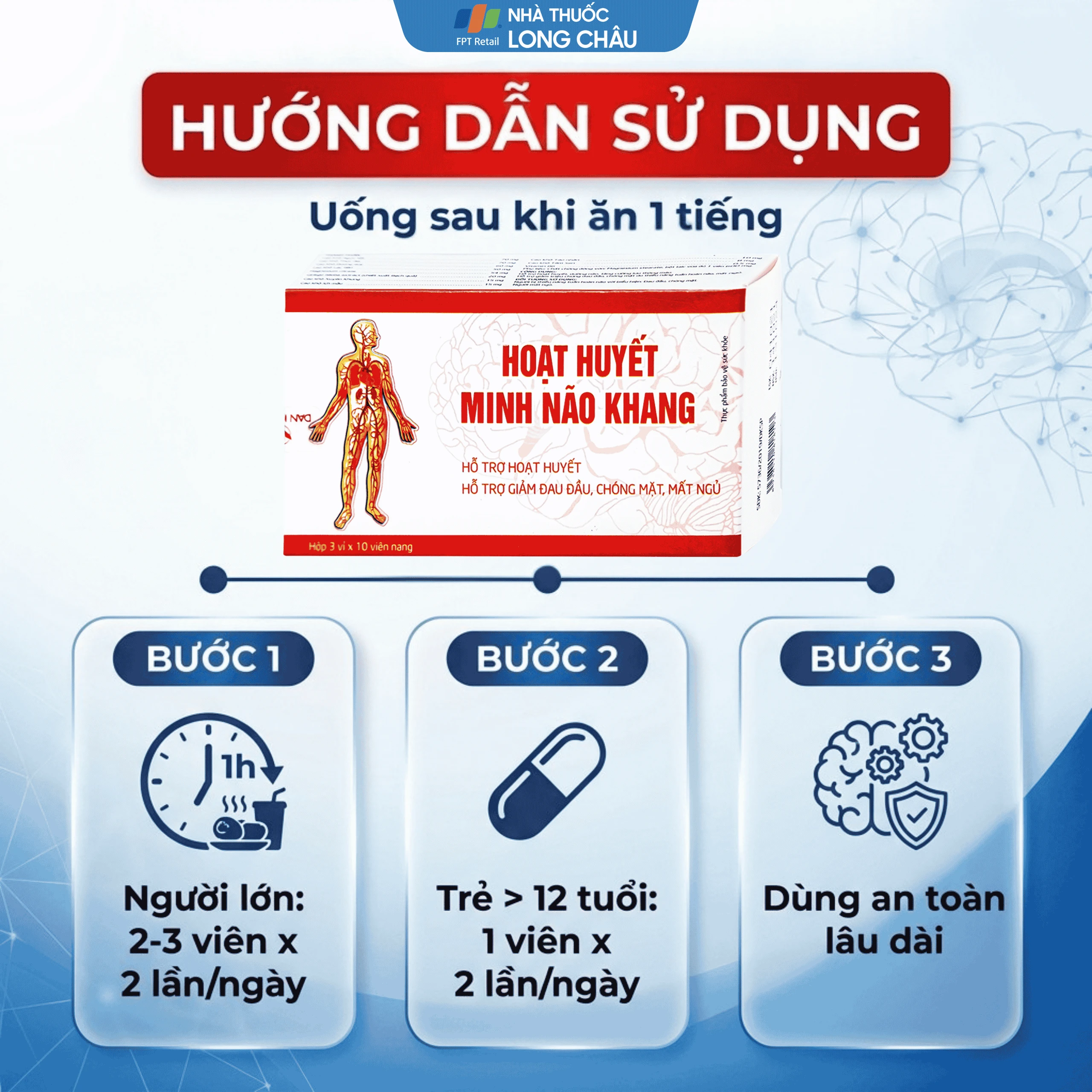 Viên uống Hoạt Huyết Minh Não Khang hỗ trợ hoạt huyết, giảm đau đầu, chóng mặt, mất ngủ (3 vỉ x 10 viên) 6