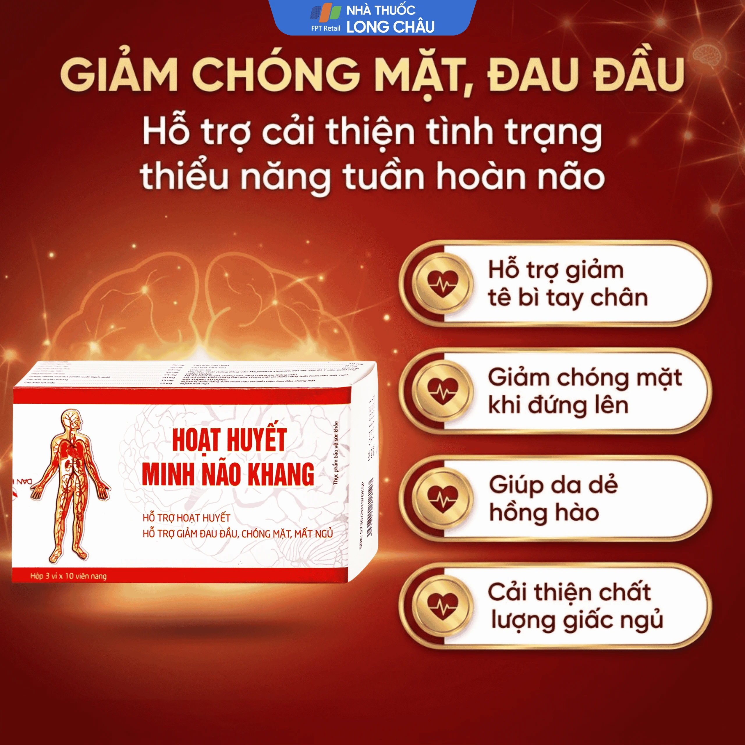 Viên uống Hoạt Huyết Minh Não Khang hỗ trợ hoạt huyết, giảm đau đầu, chóng mặt, mất ngủ (3 vỉ x 10 viên) 5