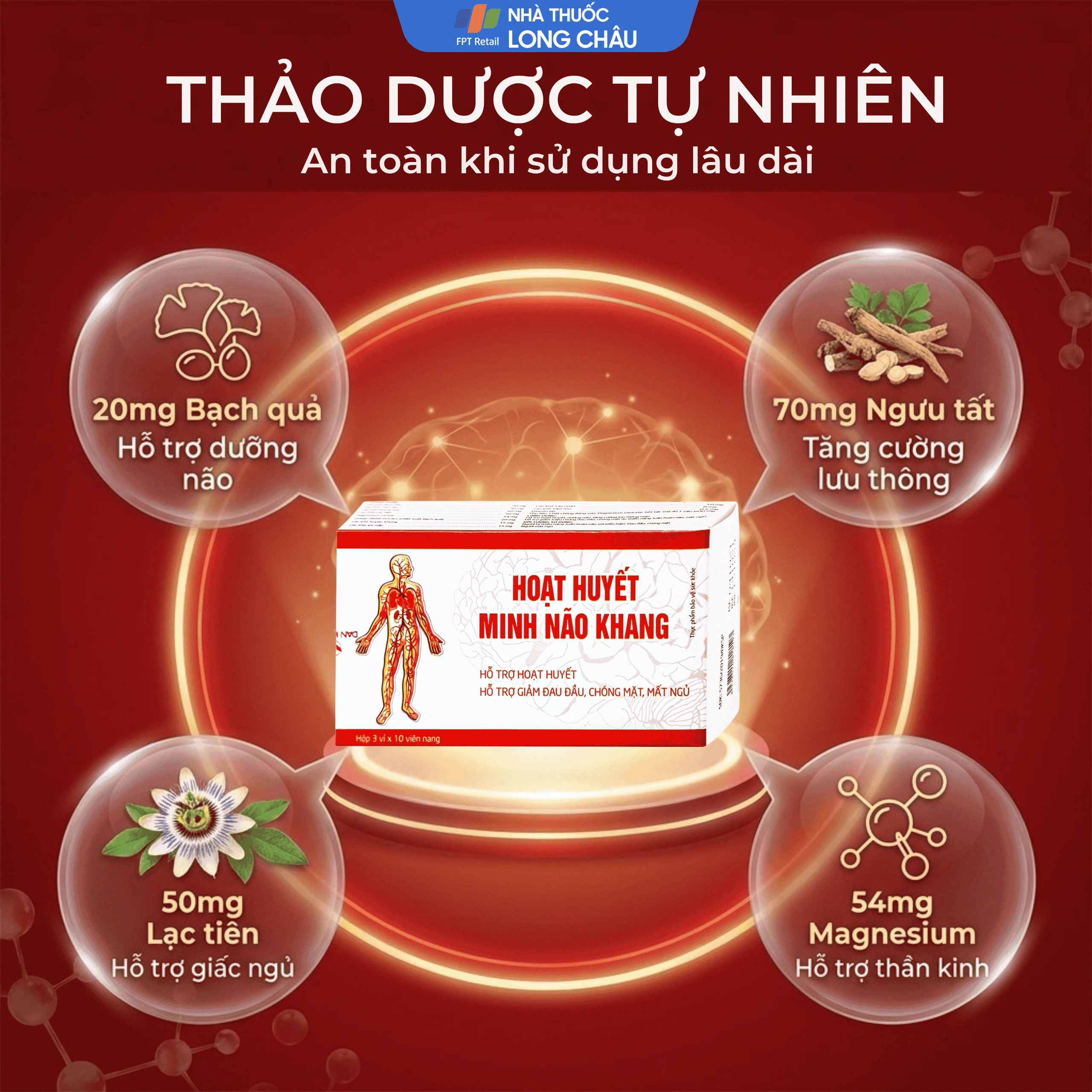 Viên uống Hoạt Huyết Minh Não Khang hỗ trợ hoạt huyết, giảm đau đầu, chóng mặt, mất ngủ (3 vỉ x 10 viên) 4