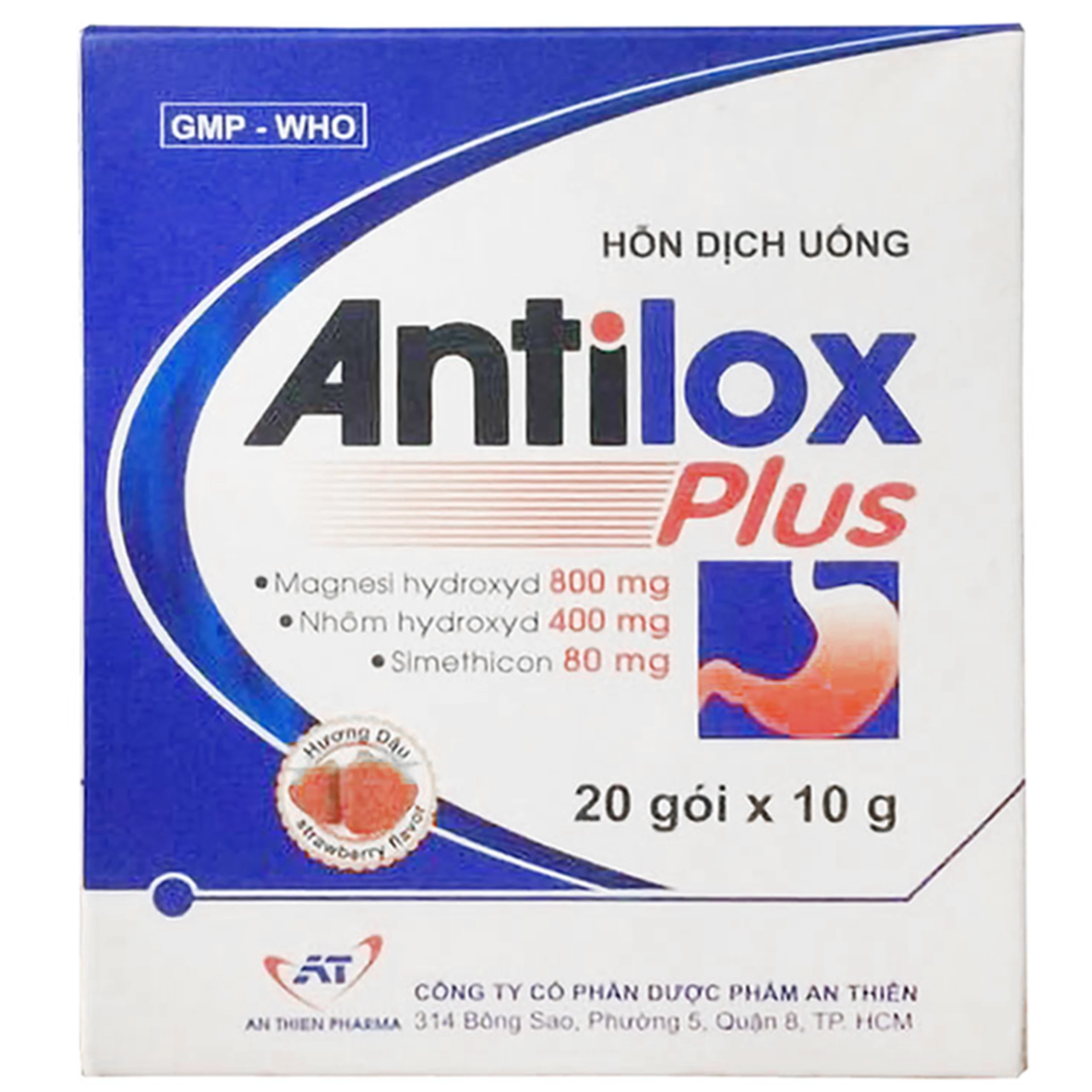 Hỗn dịch uống Antilox Plus 10g An Thiên điều trị viêm loét dạ dày, tá tràng (20 gói)