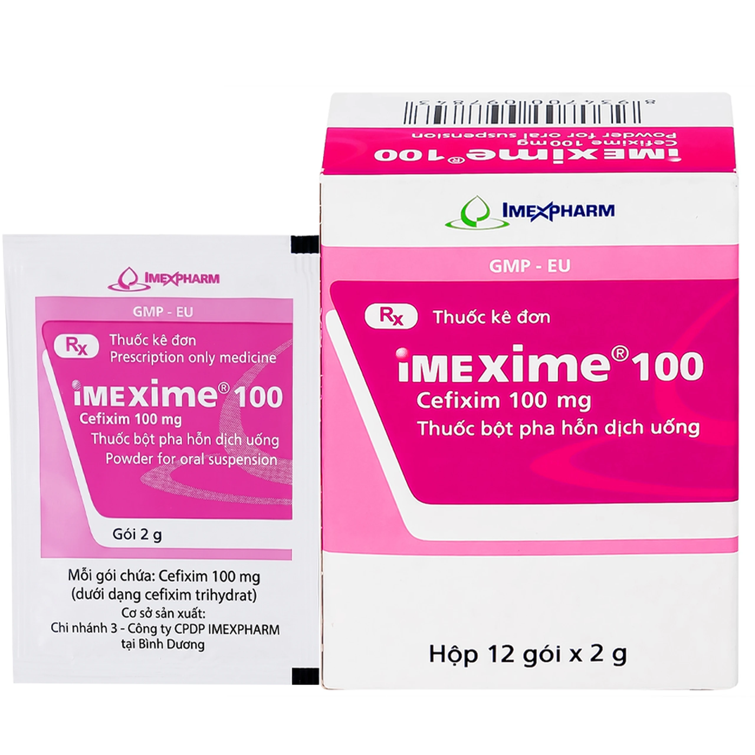 Hỗn dịch uống Imexime 100 Imexpharm điều trị nhiễm khuẩn đường tiết niệu, viêm thận - bể thận (12 gói x 2g) 1
