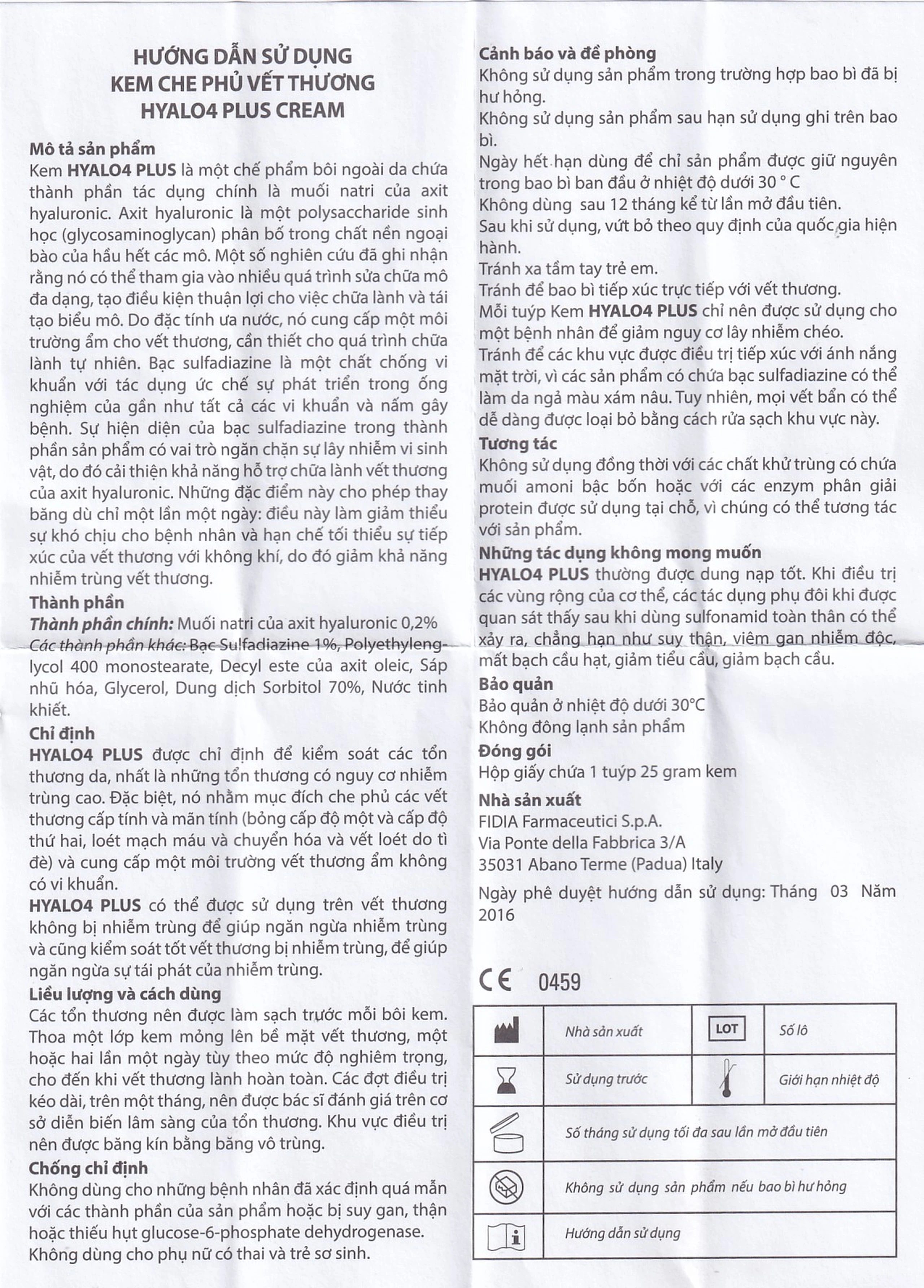 Kem bôi vết thương Hyalo4 Plus cream 25g hỗ trợ điều trị các vết thương hở cấp và mãn tính