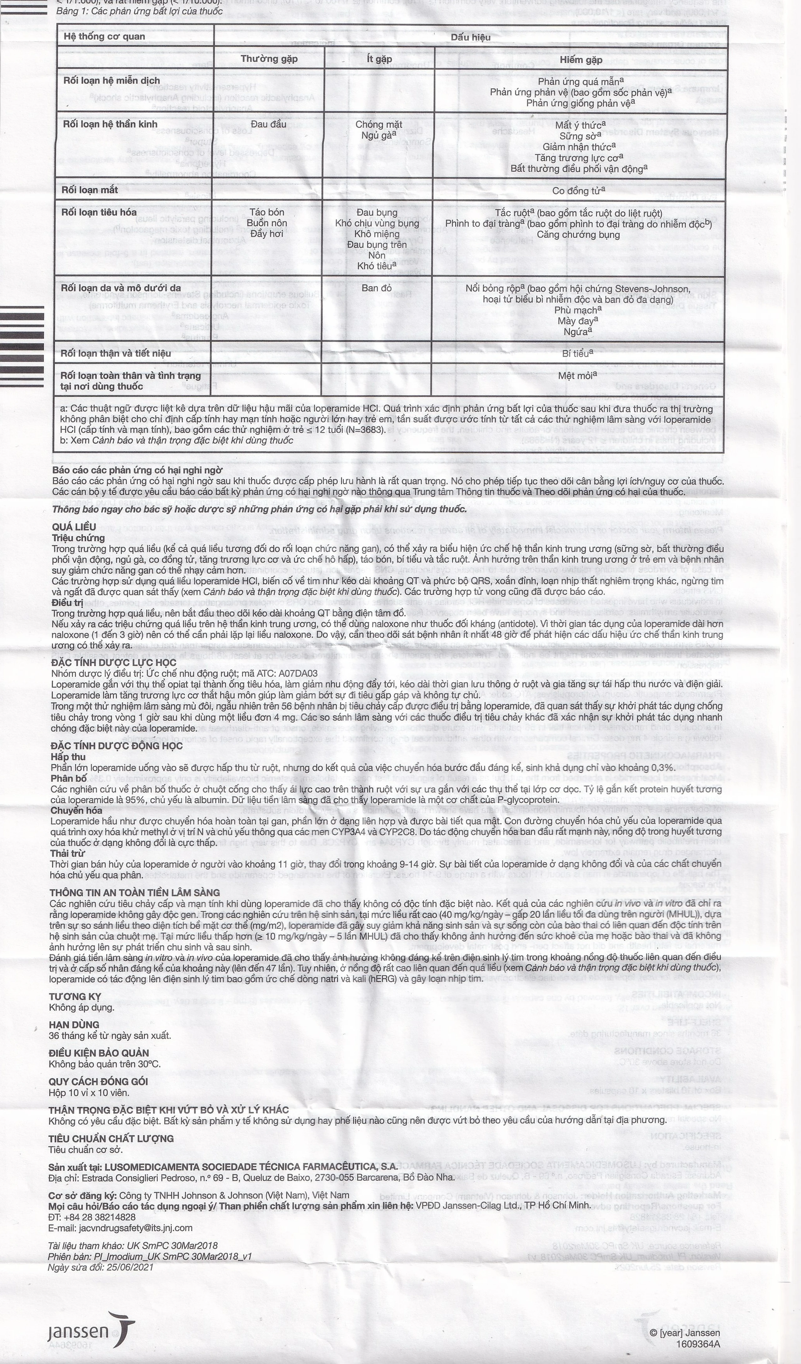 Thuốc Imodium 2mg Janssen điều trị tiêu chảy cấp tính (10 vỉ x 10 viên)