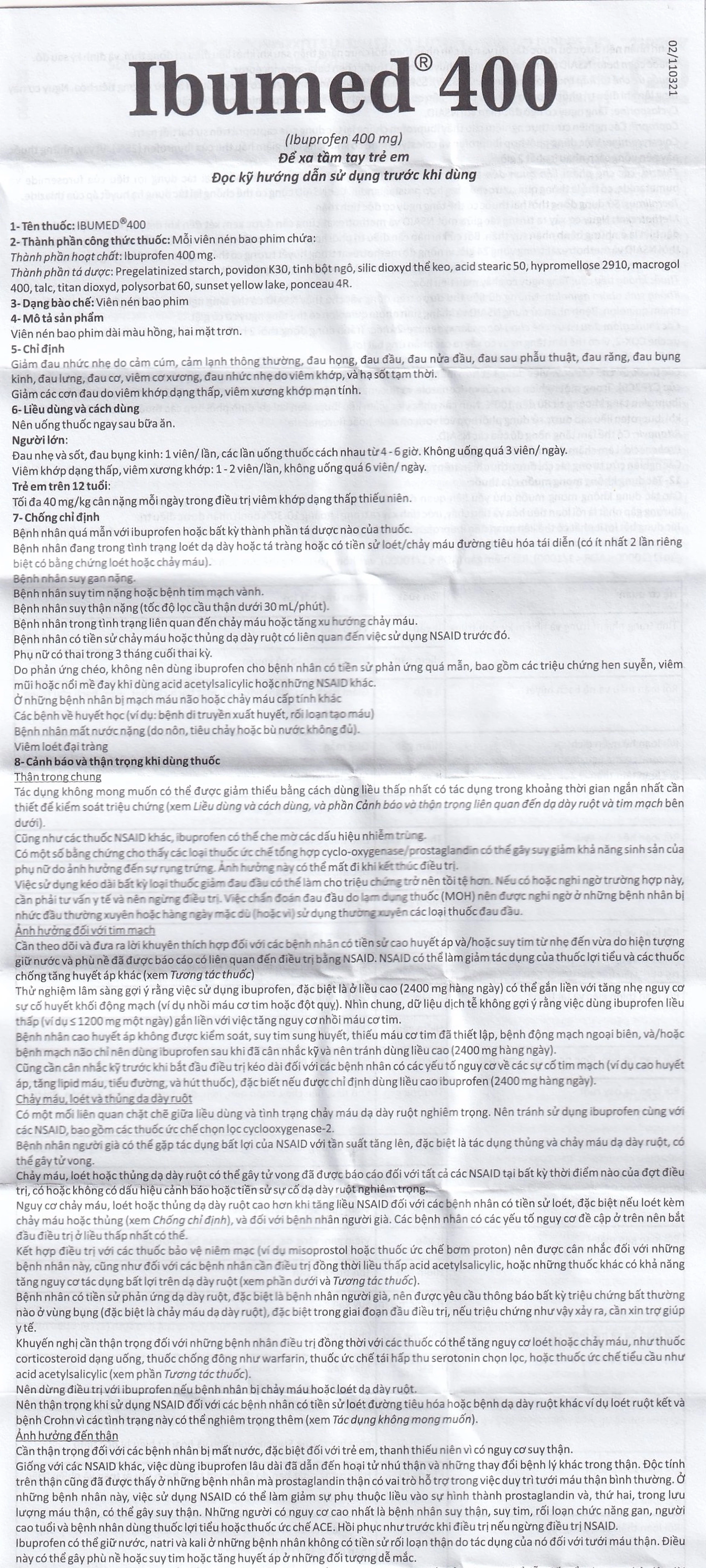 Thuốc Ibumed 400 Glomed giảm đau do cảm cúm, cảm lạnh, viêm khớp dạng thấp (10 vỉ x 10 viên)