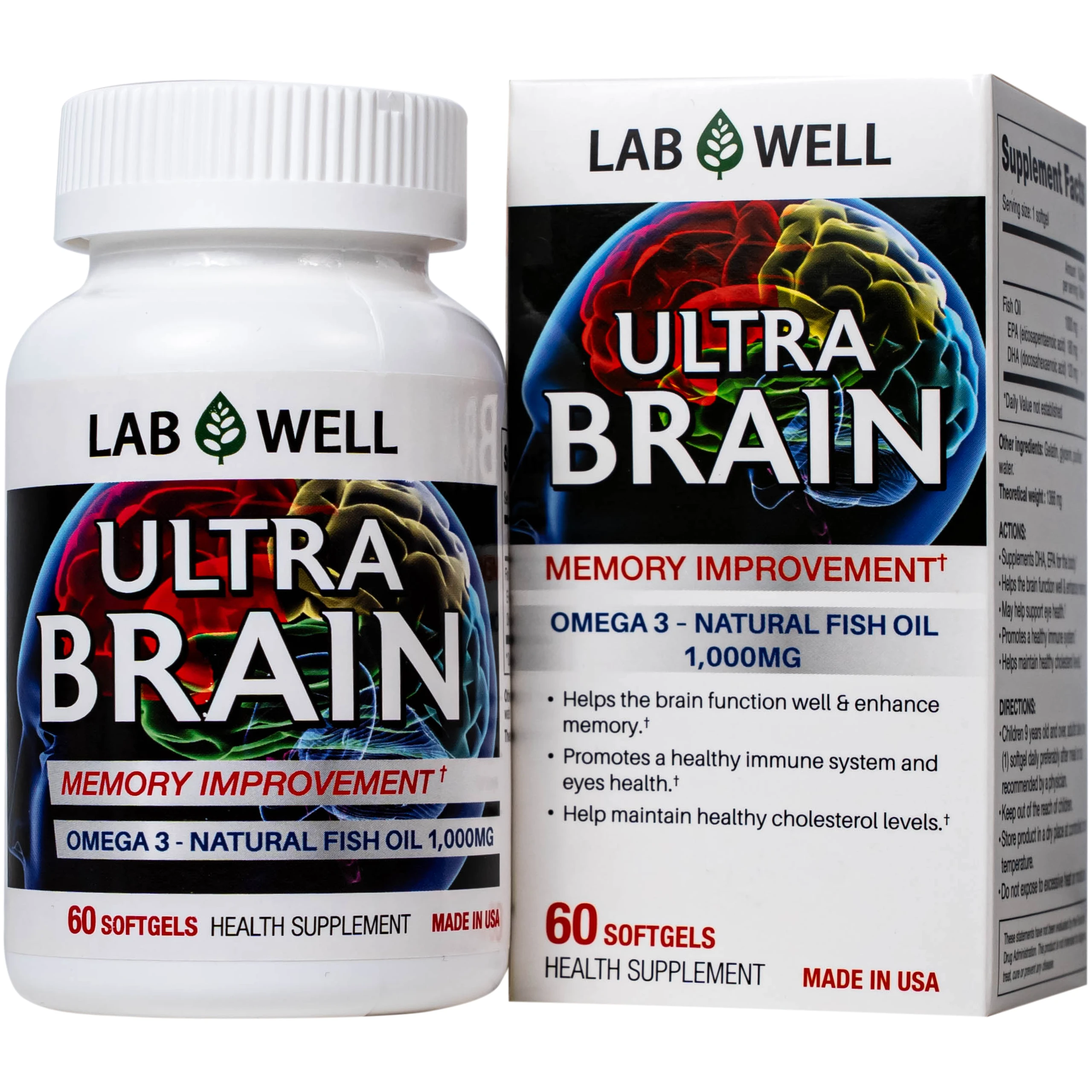 Viên uống bổ não, tốt cho mắt và tim mạch Ultra Brain Lab Well (60 viên) 1