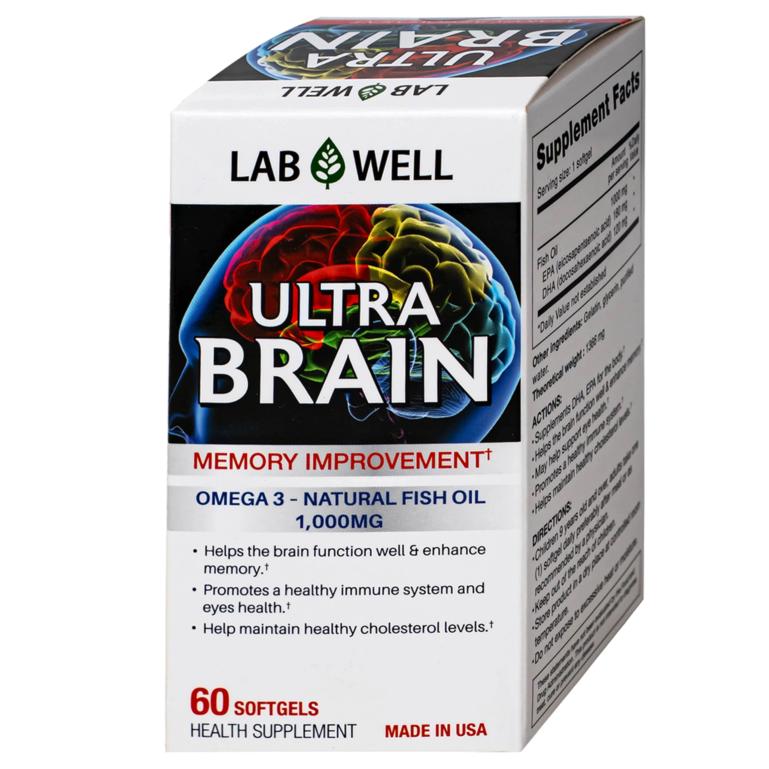 Viên uống bổ não, tốt cho mắt và tim mạch Ultra Brain Lab Well (60 viên) 4