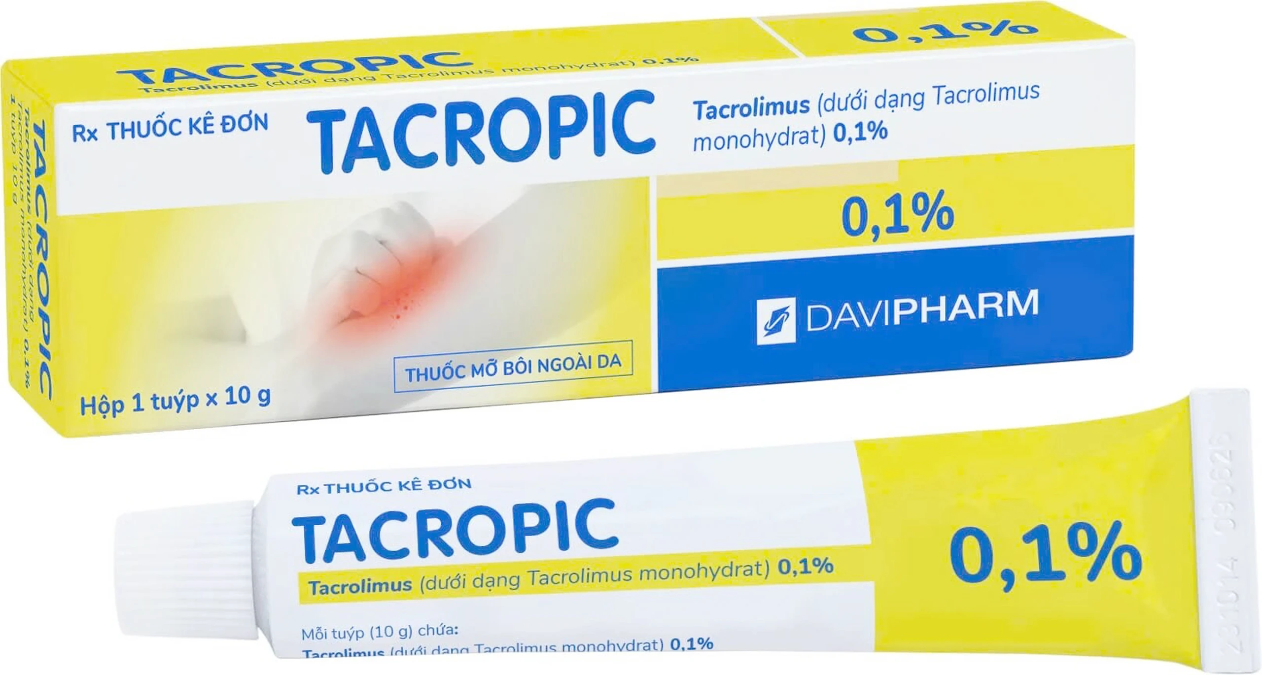 Thuốc mỡ Tacropic Tacrolimus 0,1% Davipharm điều trị chàm thể tạng (10g) 1