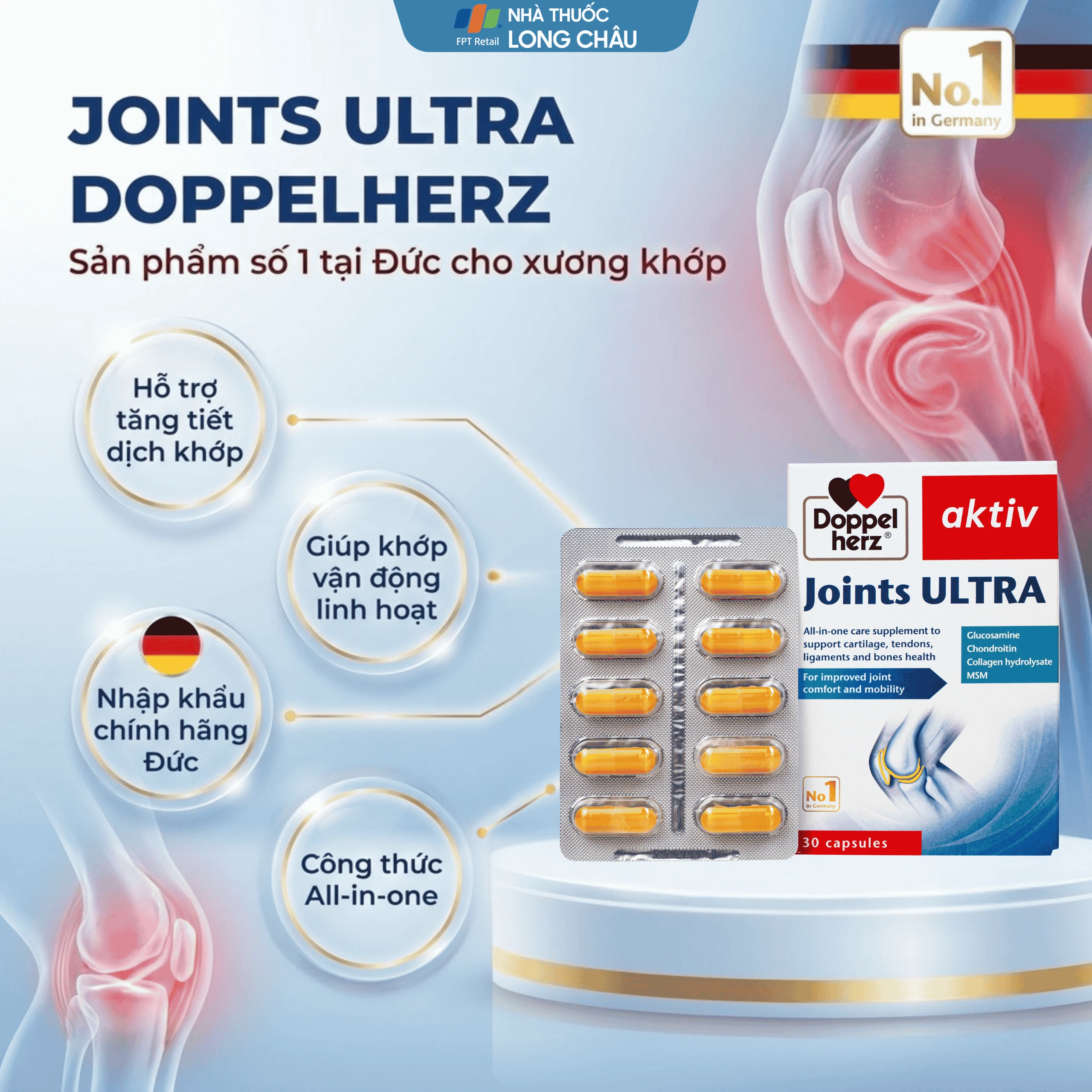 Viên uống hỗ trợ tăng tiết dịch khớp Joints Ultra Doppelherz (3 vỉ x 10 viên) 4