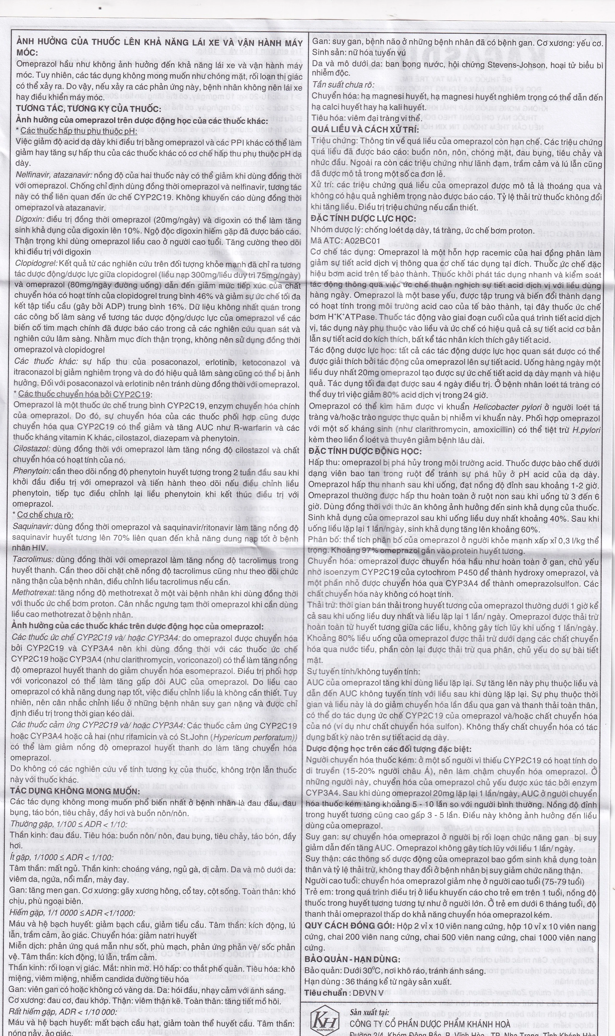 Viên nang Kagasdine 20mg Khapharco điều trị loét dạ dày, tá tràng (10 vỉ x 10 viên)
