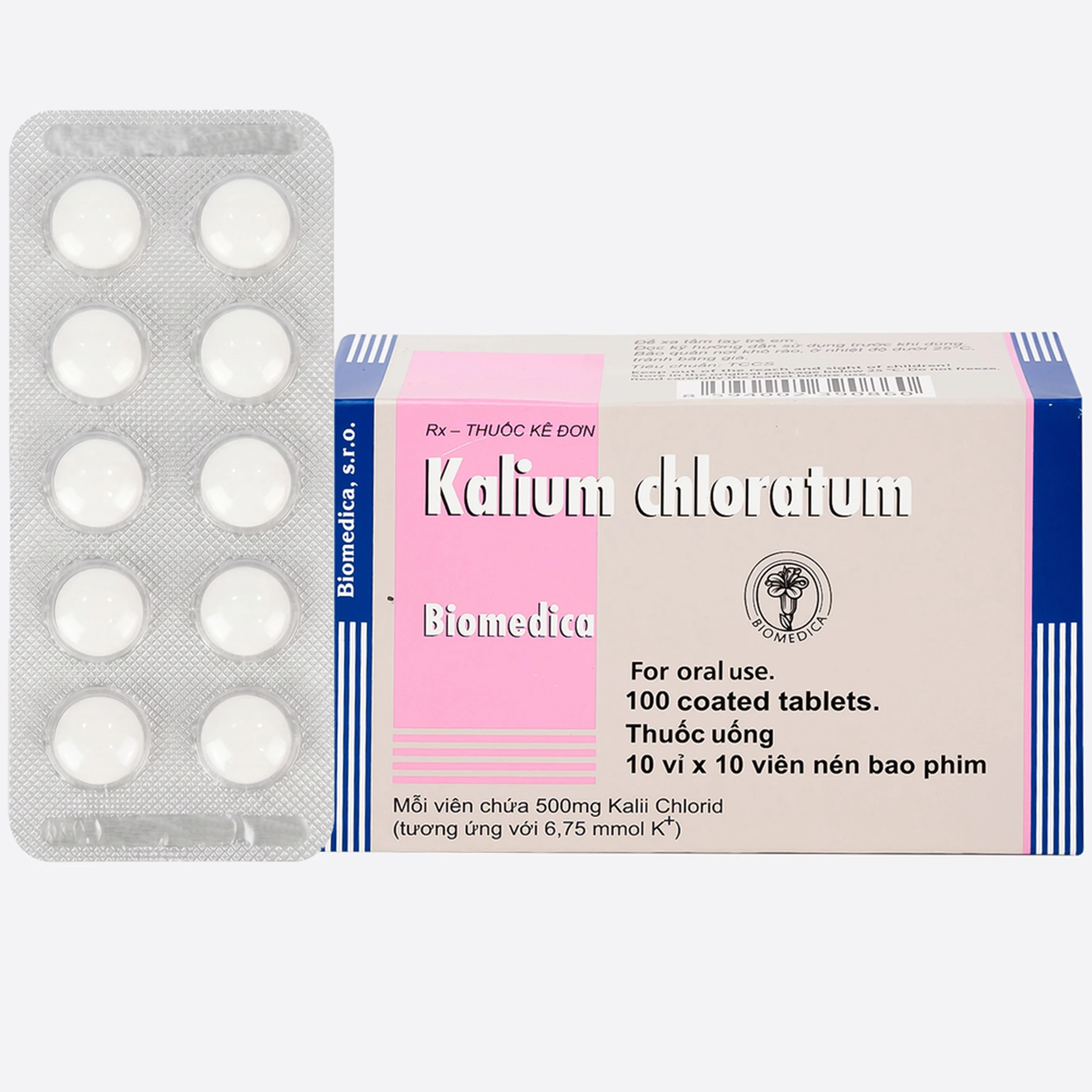 Thuốc Kalium Chloratum Biomedica dùng trong phòng và điều trị một số trường hợp thiếu kali (10 vỉ x 10 viên) 1