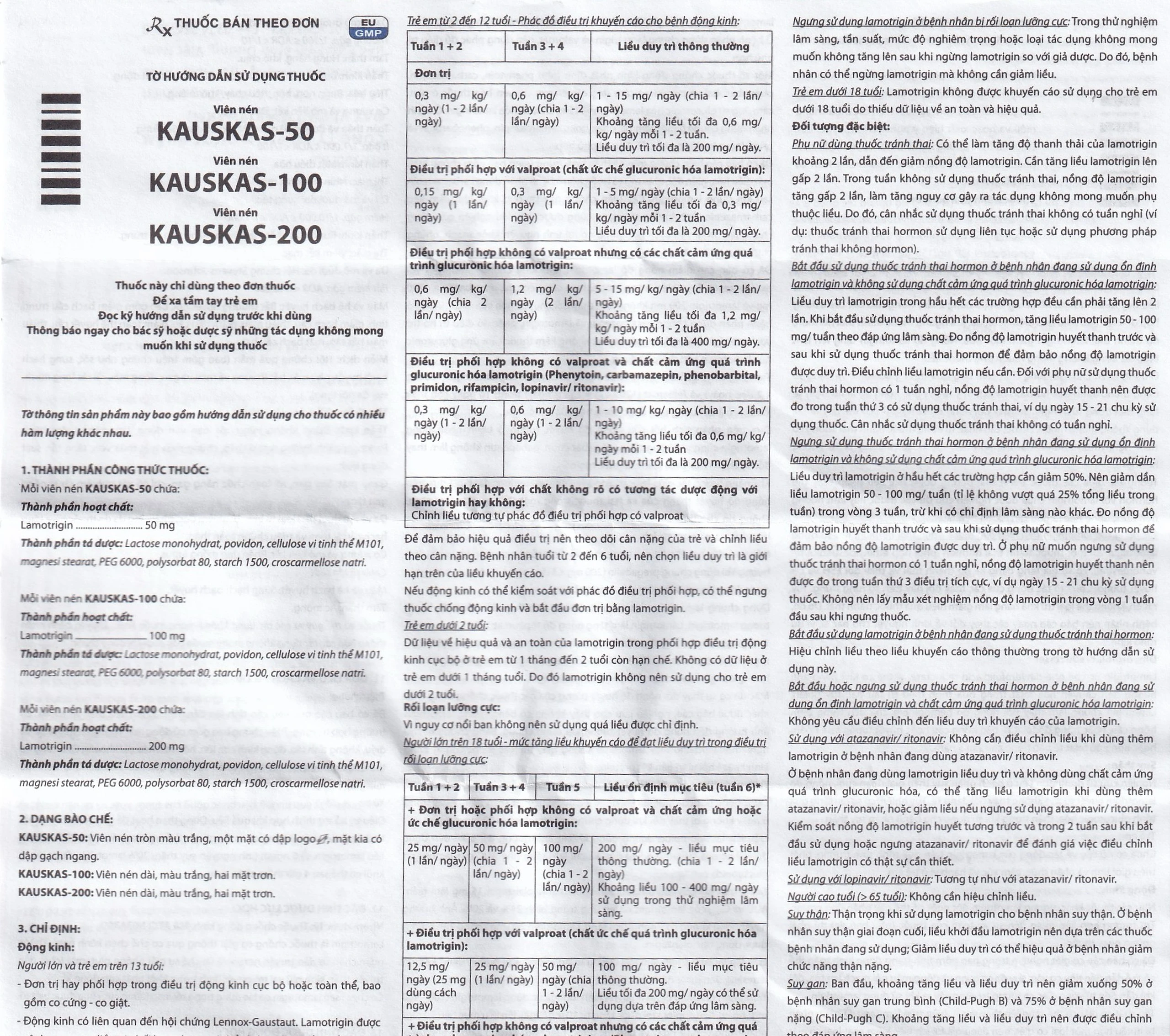 Thuốc Kauskas-100mg Davipharm điều trị động kinh và rối loạn lưỡng cực (3 vỉ x 10 viên)