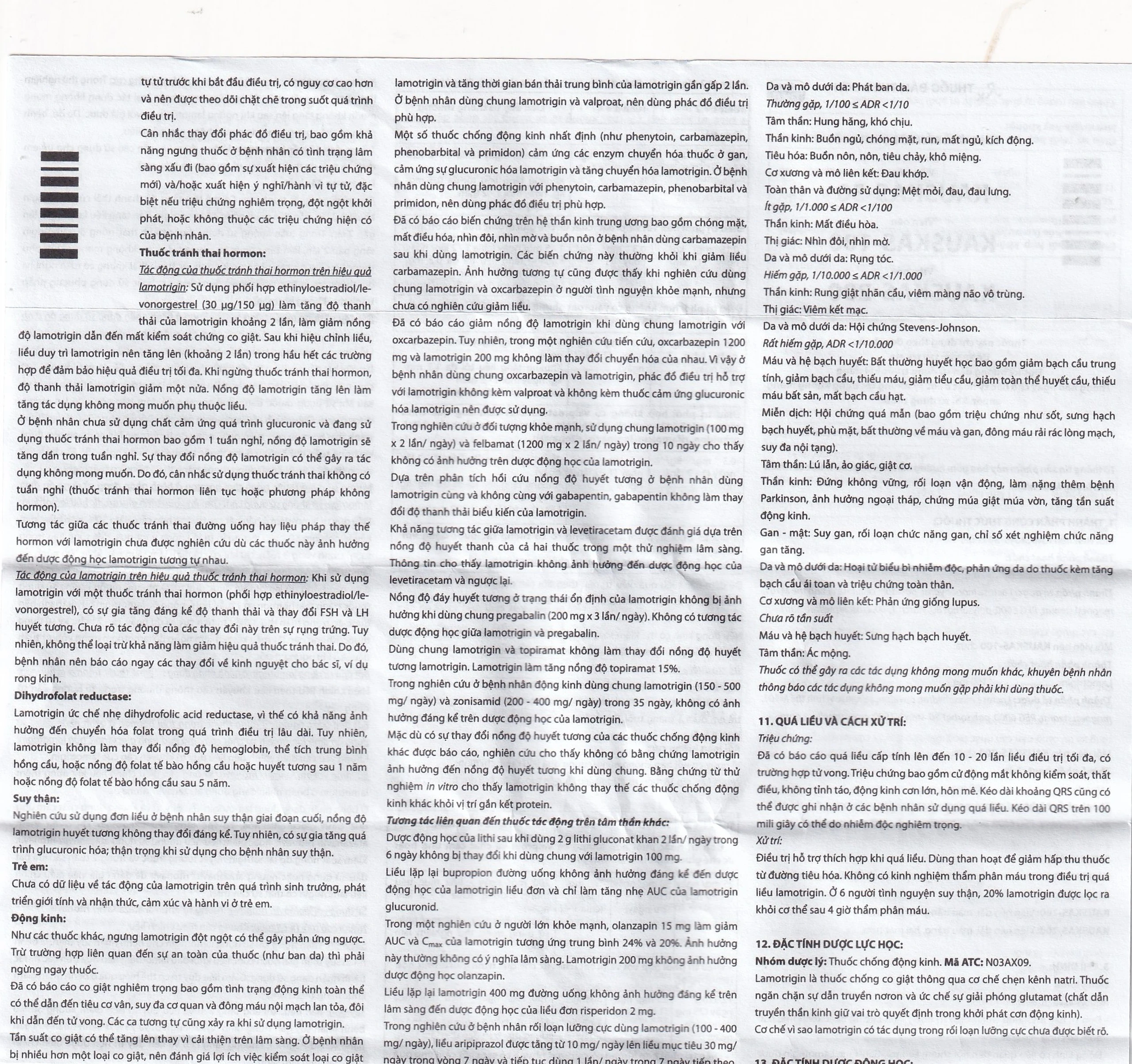 Thuốc Kauskas-100mg Davipharm điều trị động kinh và rối loạn lưỡng cực (3 vỉ x 10 viên)