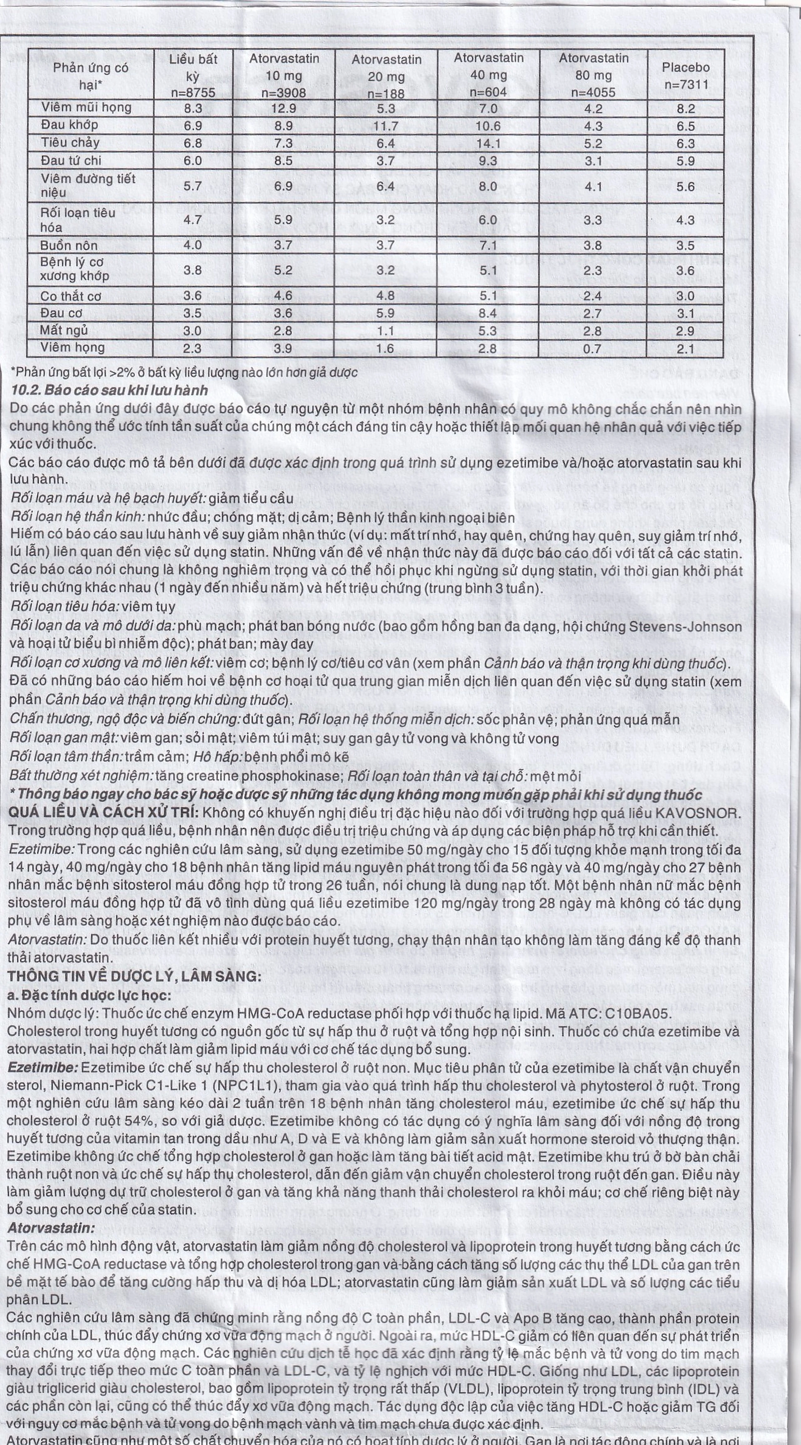 Thuốc Kavosnor điều trị tăng cholesterol toàn phần (10 vỉ 10 viên)
