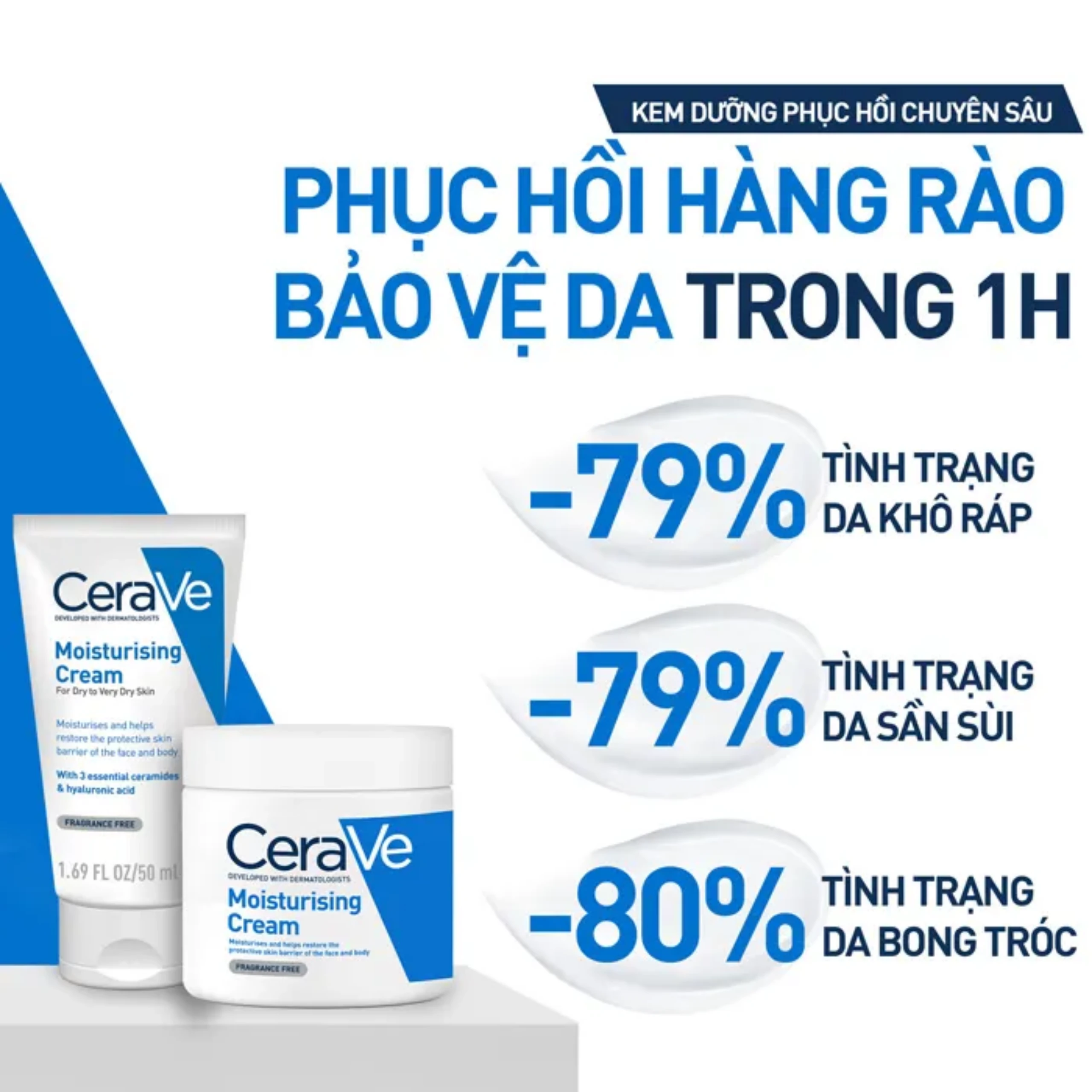 Kem bôi CeraVe Moisturising Cream dưỡng ẩm, phục hồi cho da khô (454g)