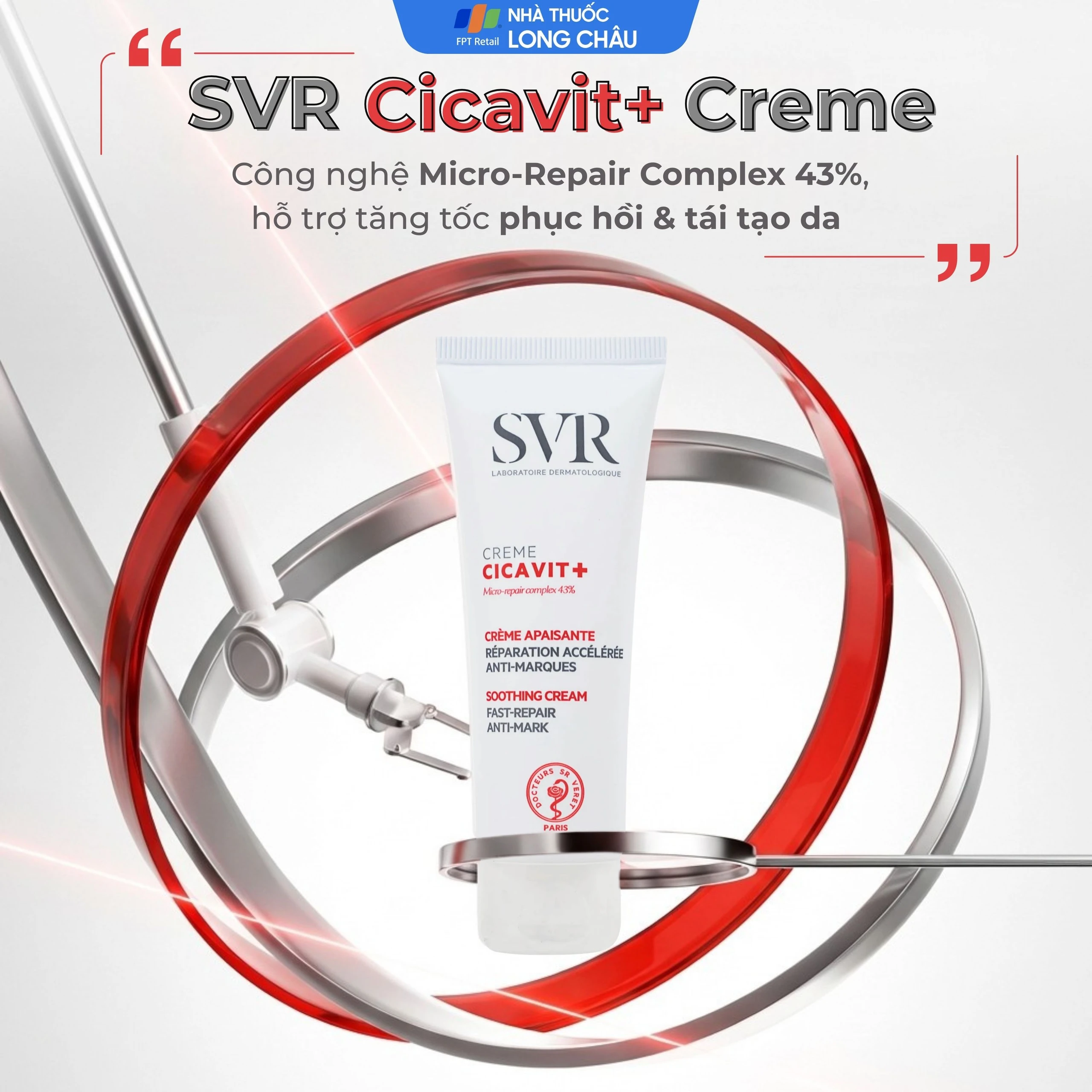 Kem bôi SVR Cicavit+ Creme dưỡng ẩm và làm dịu cho các trường hợp khô da, mẩn đỏ (40ml)