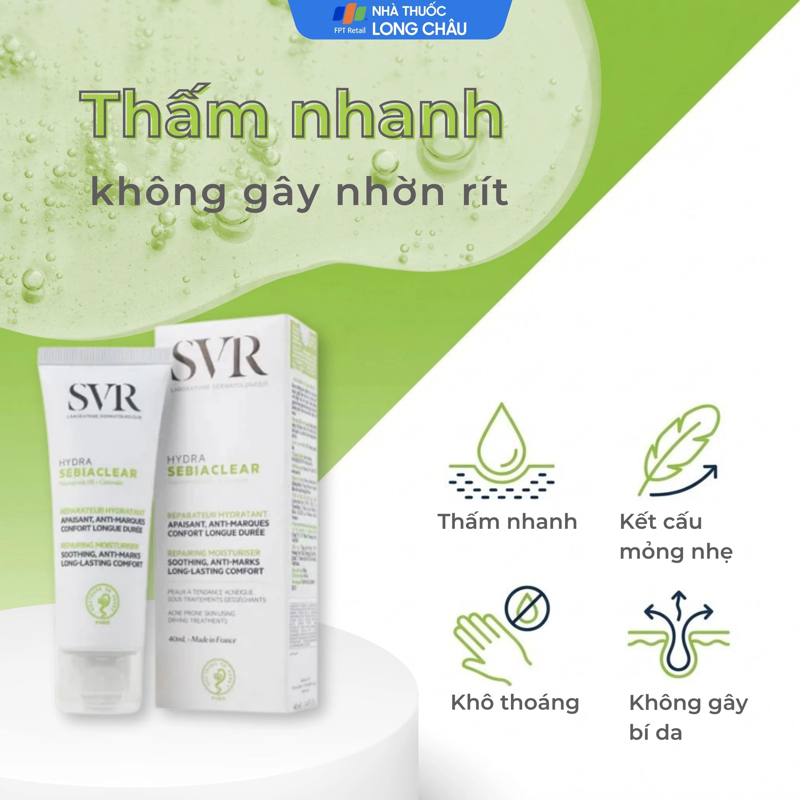 Kem bôi SVR Sebiaclear Hydra dưỡng ẩm cho da dầu mụn (40ml)