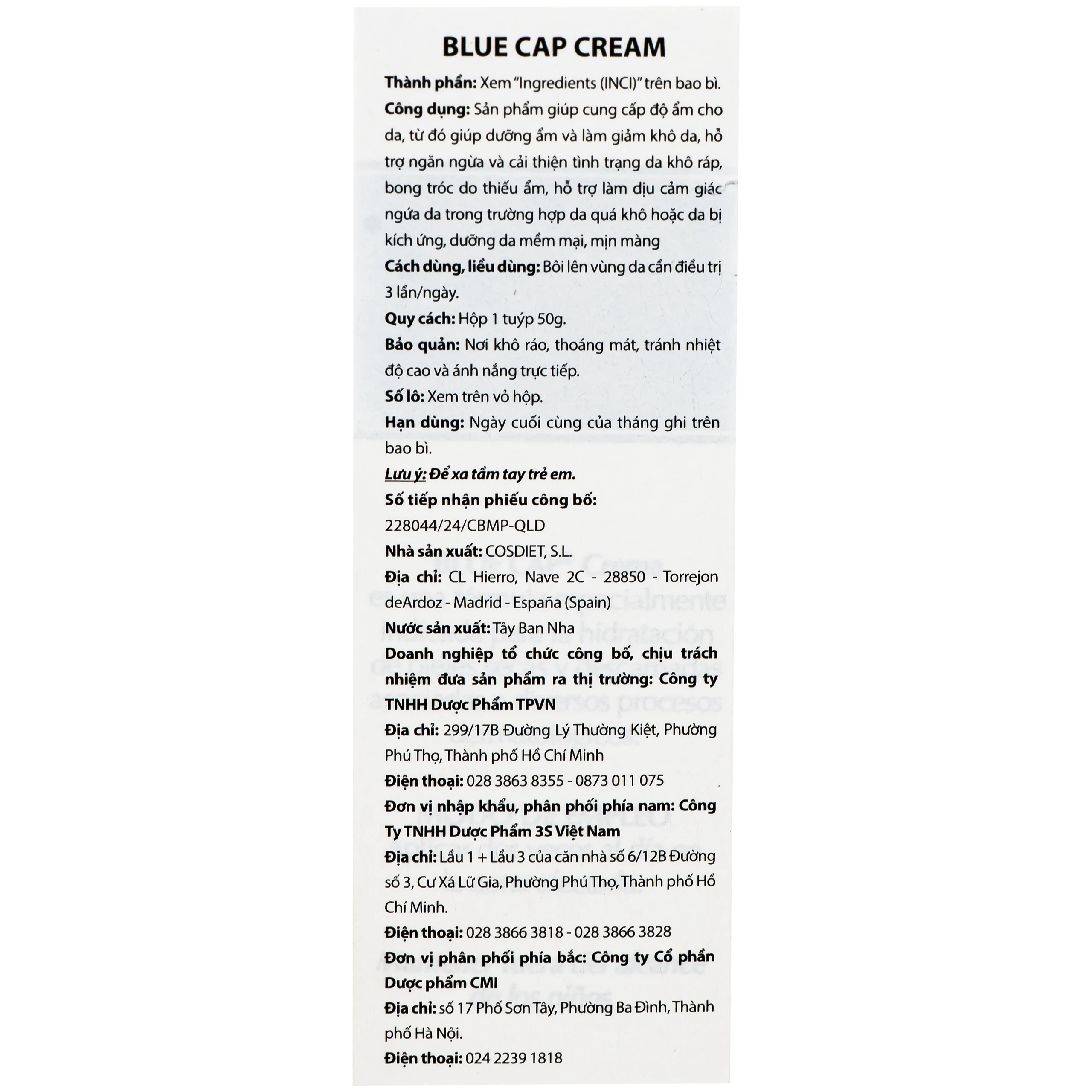 Kem bôi viêm da cơ địa, vẩy nến blue cap cream (50g) 6