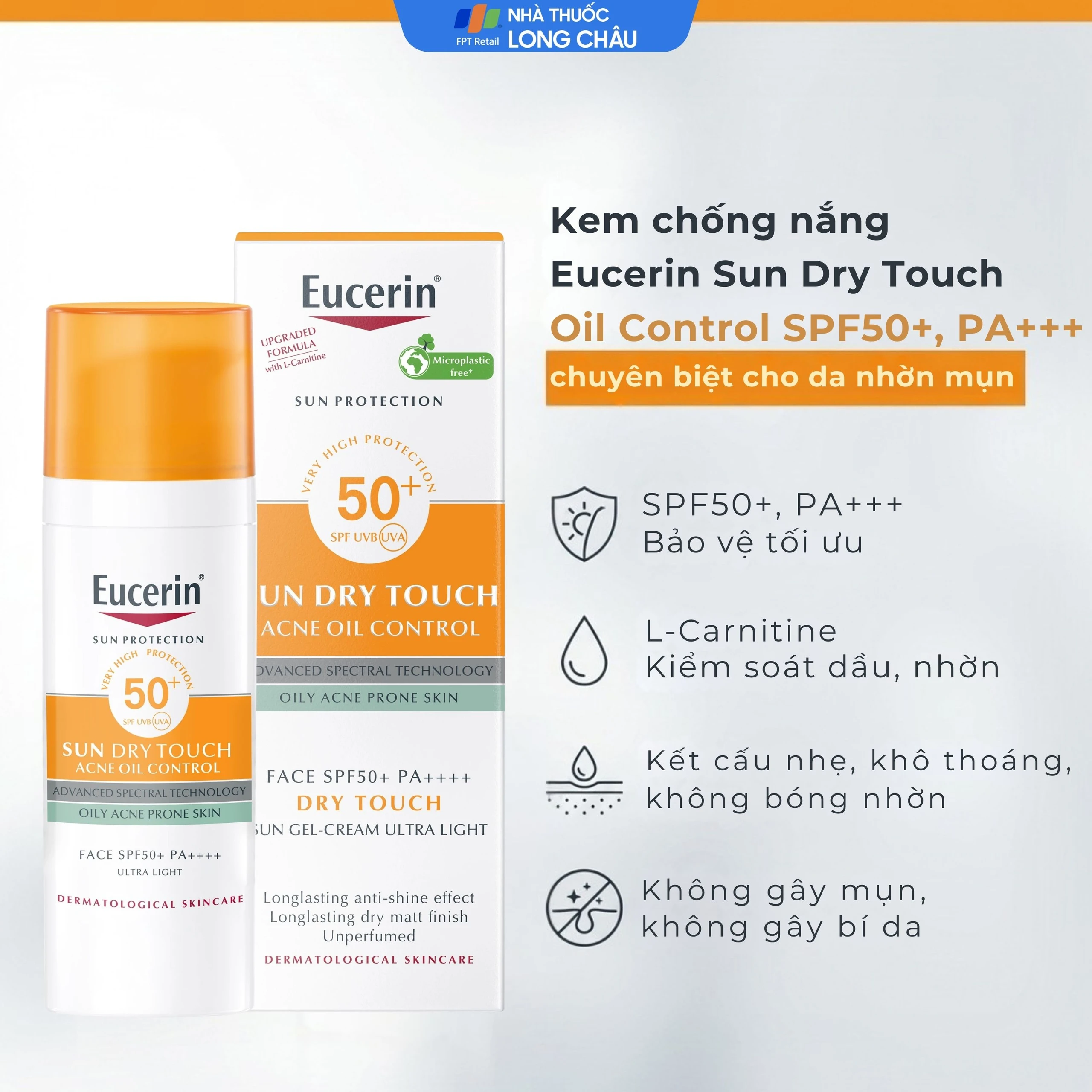 Kem chống nắng Eucerin Sun Dry Touch Oil Control SPF50+ PA+++ kiểm soát nhờn (50ml)