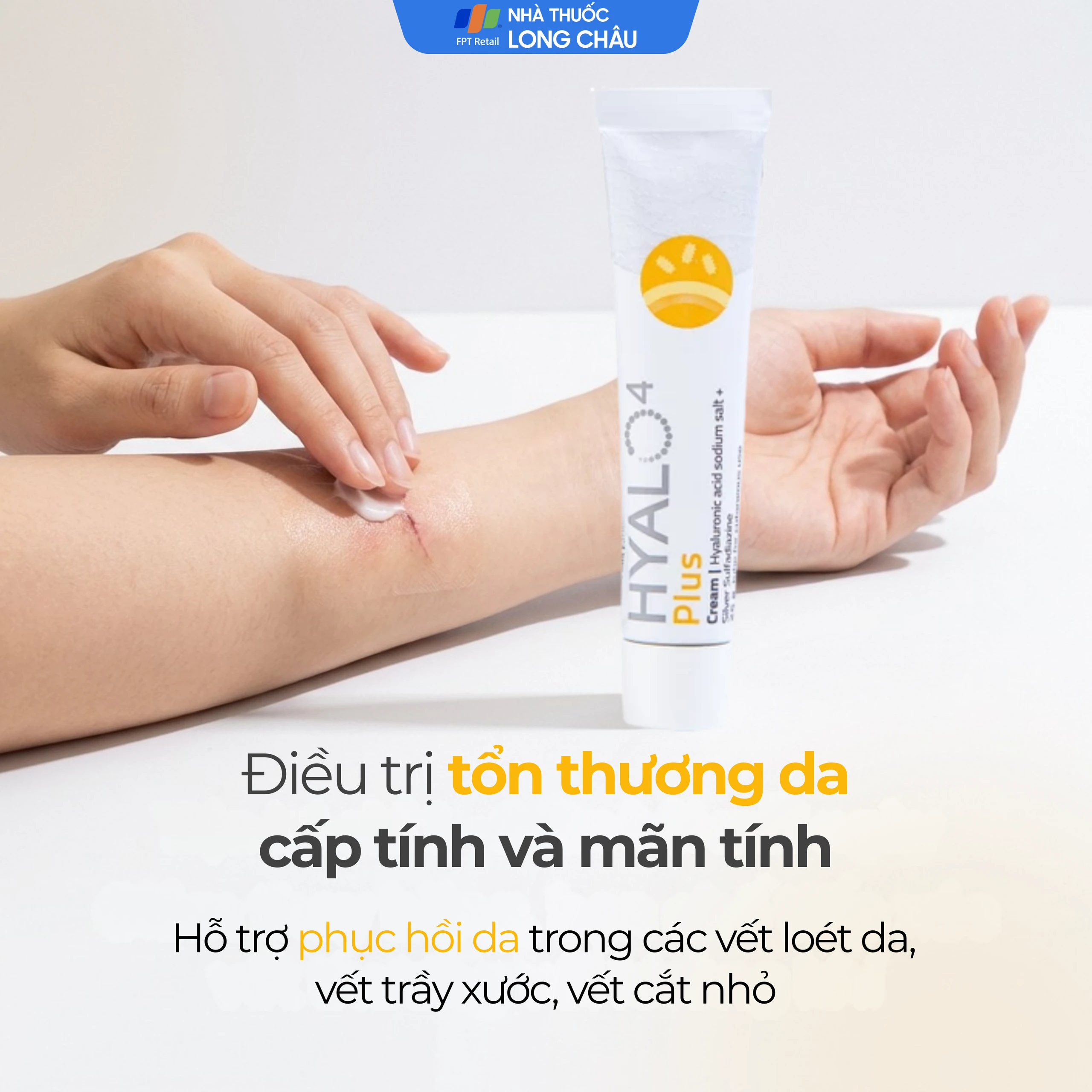 Kem bôi vết thương Hyalo4 Plus cream 25g hỗ trợ điều trị các vết thương hở cấp và mãn tính