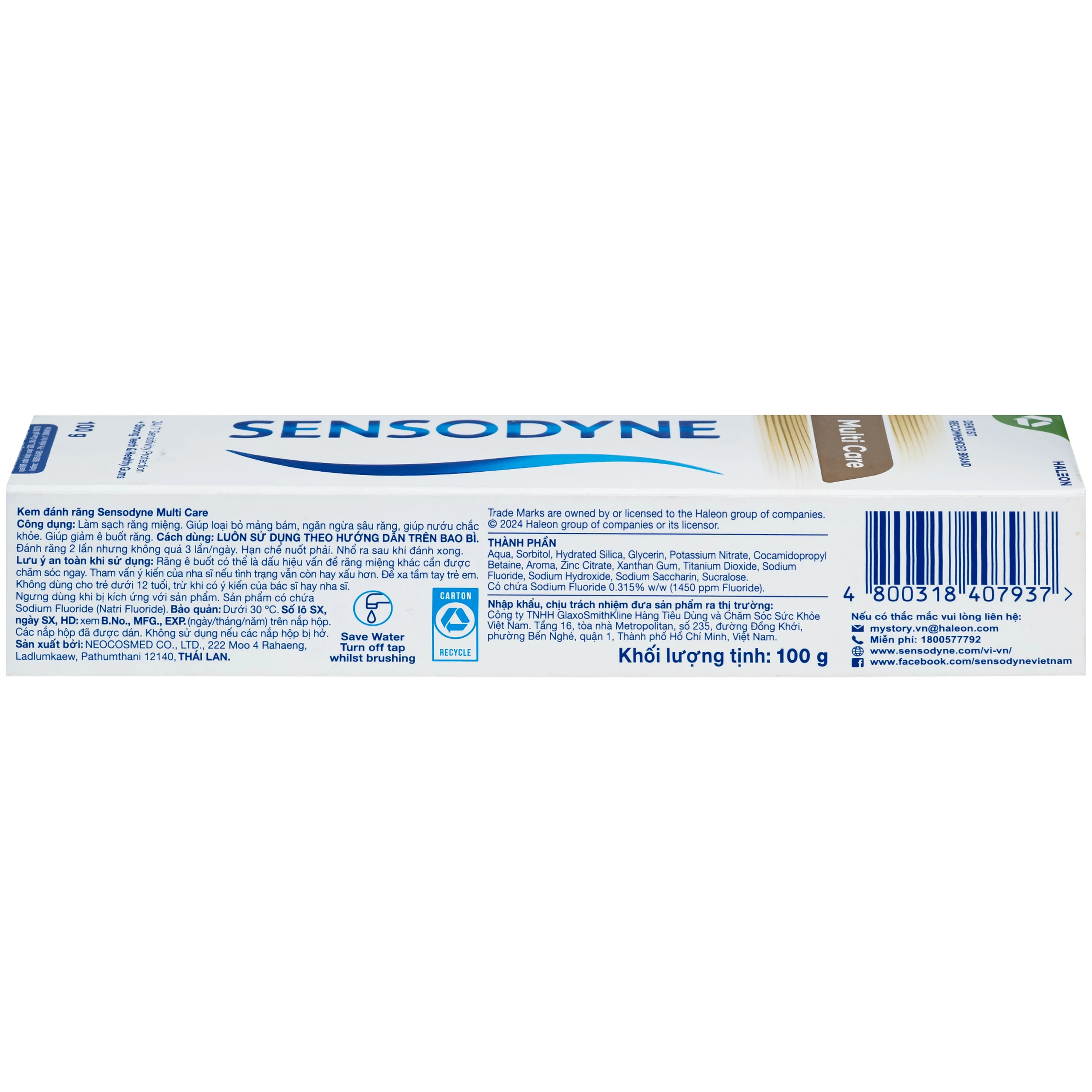 Kem đánh răng Sensodyne multi care bảo vệ toàn diện giúp răng chắc, nướu khỏe, bảo vệ răng ê buốt (100g) 3