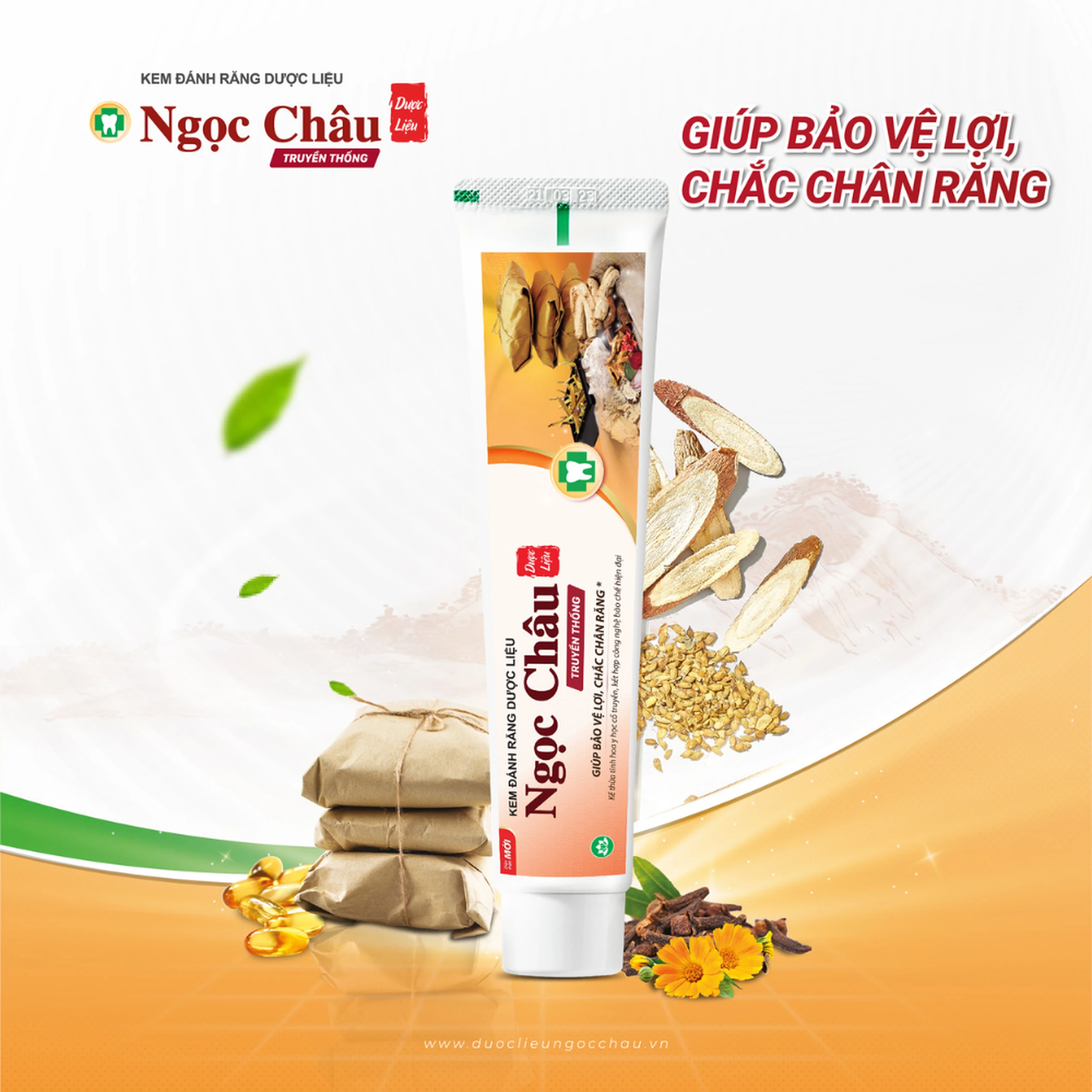 Kem đánh răng dược liệu Ngọc Châu bảo vệ lợi, chắc răng, làm bền thành mạch, chống tụt lợi, chảy máu chân răng (100g) 2