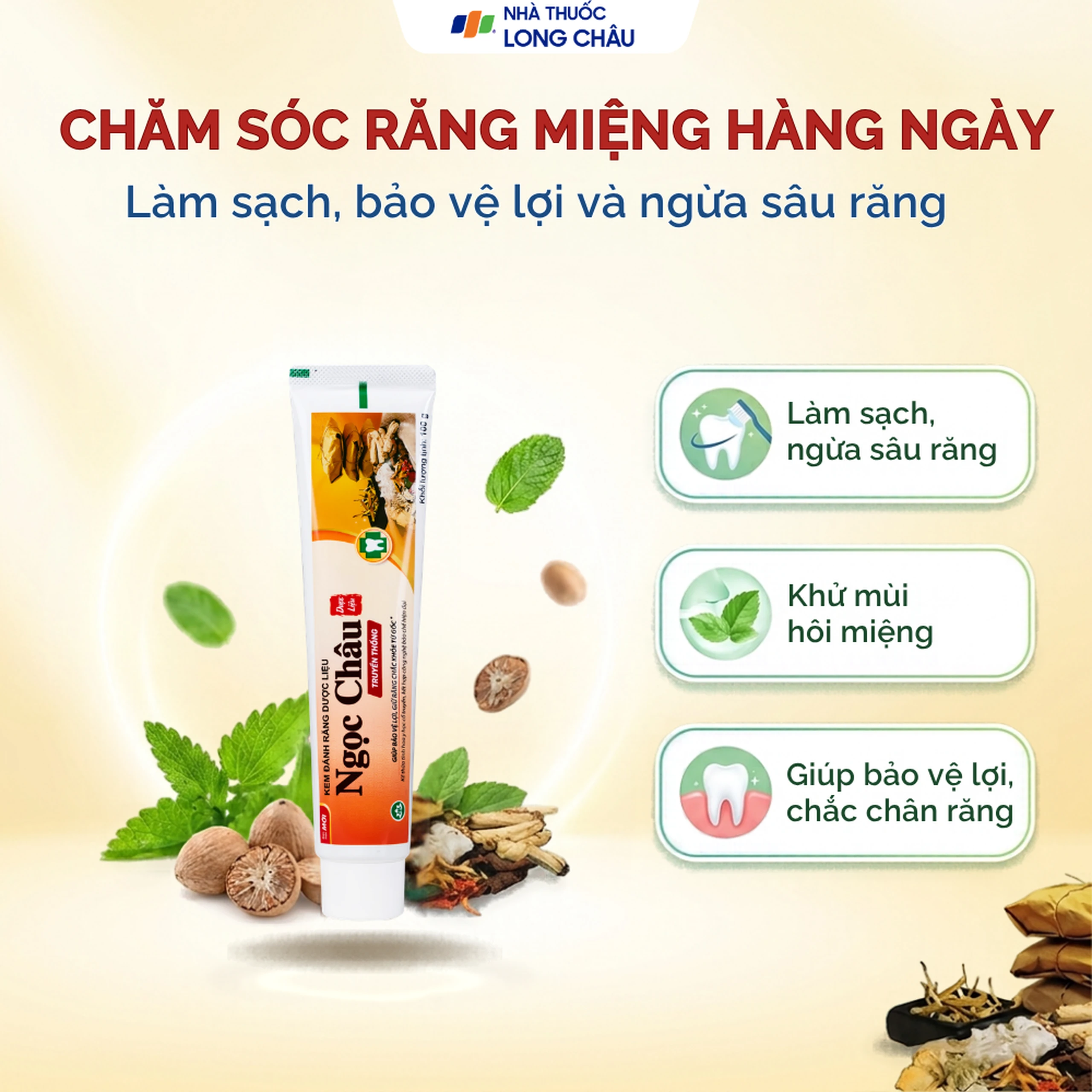 Kem đánh răng dược liệu Ngọc Châu bảo vệ lợi, chắc răng, làm bền thành mạch, chống tụt lợi, chảy máu chân răng (100g) 3