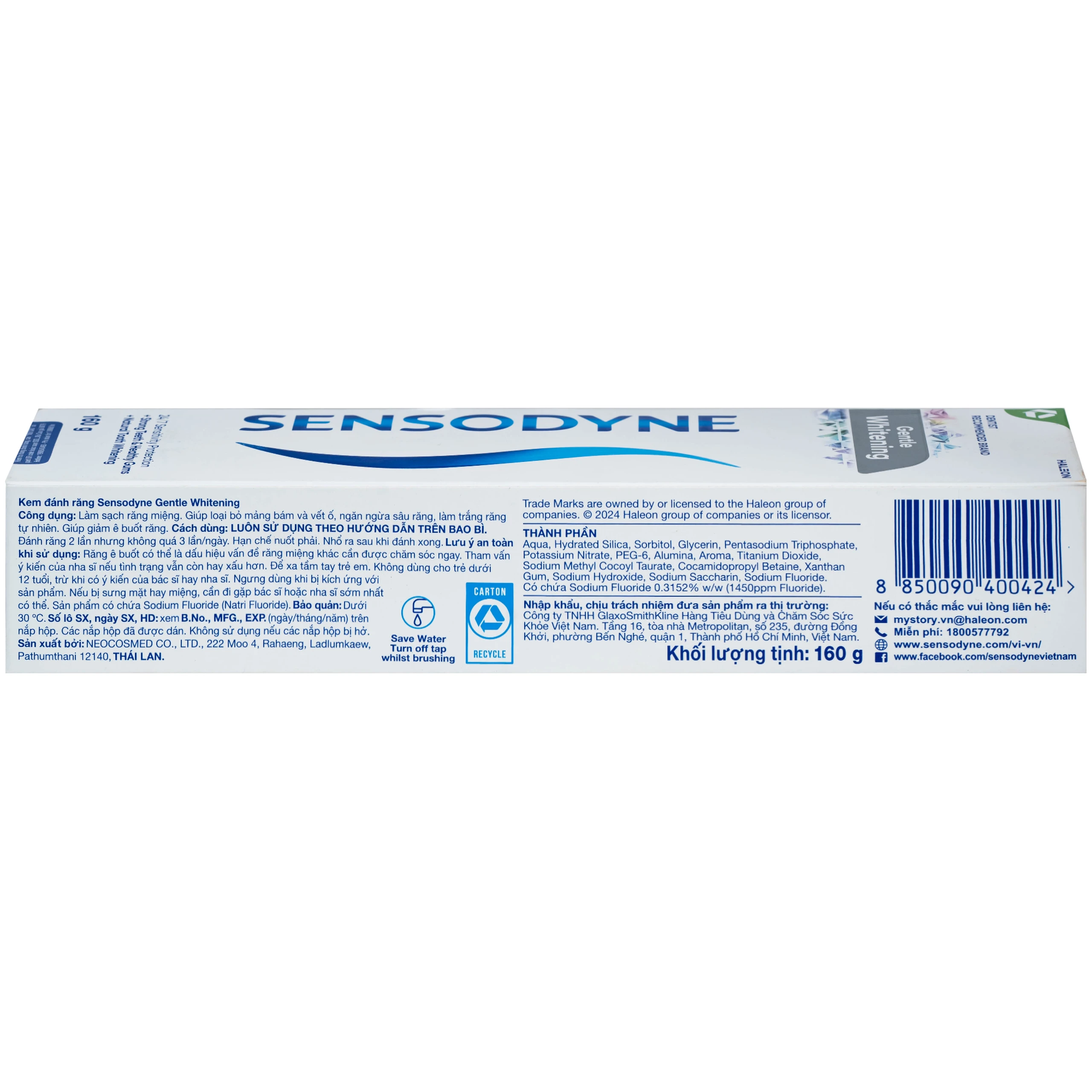 Kem đánh răng Sensodyne gentle whitening làm trắng răng (160g) 3