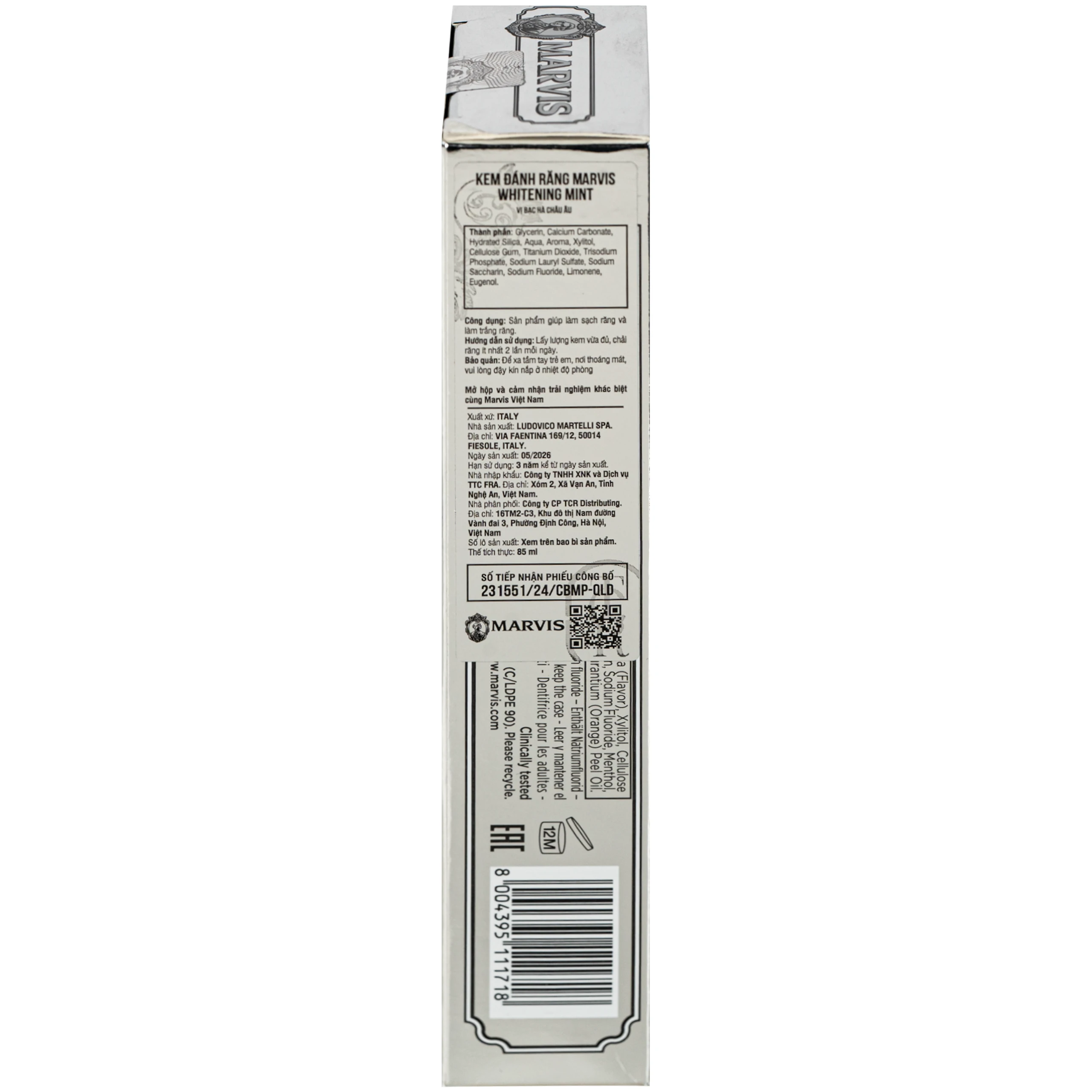 Kem đánh răng Marvis Whitening Mint (85ml) 6