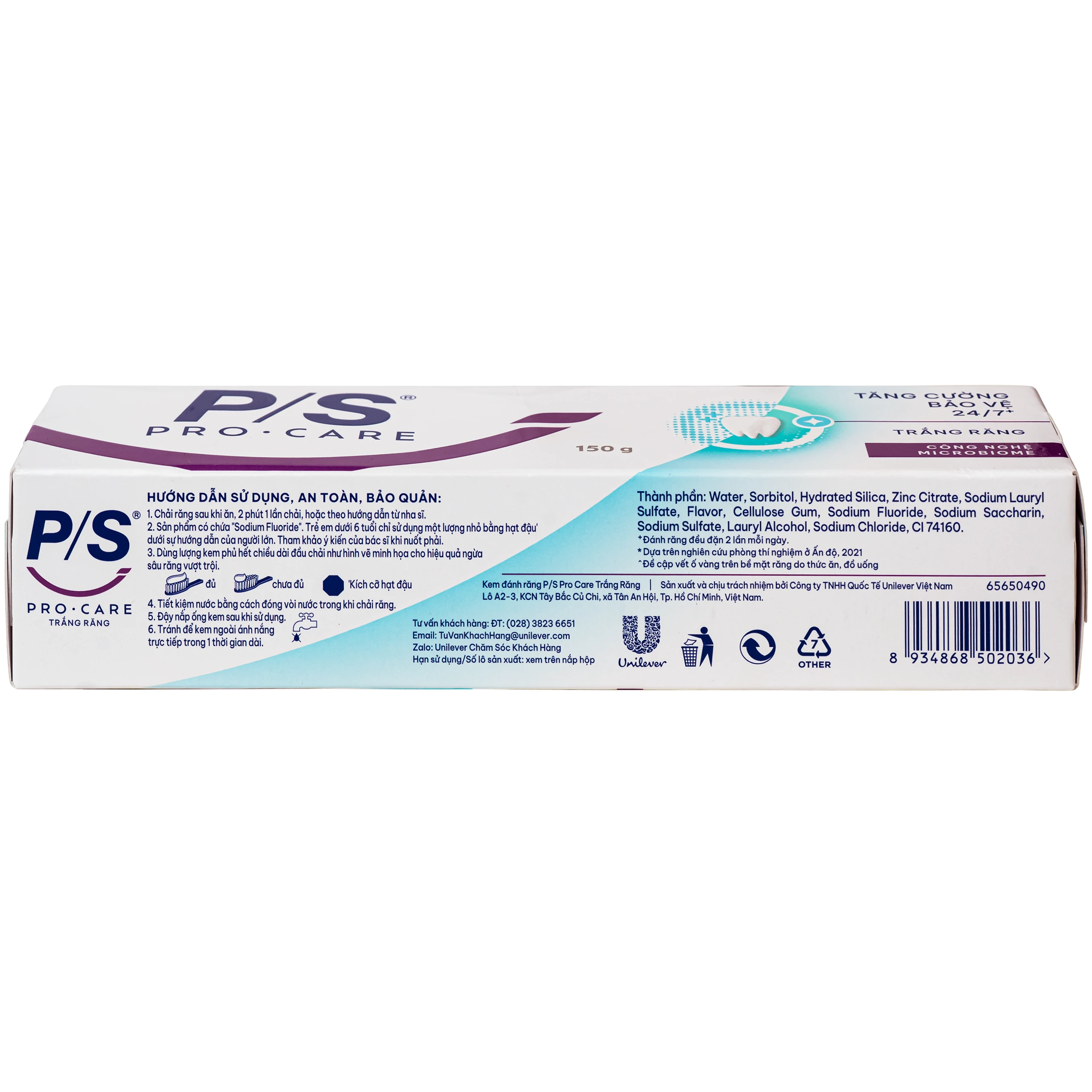Kem đánh răng P/s tăng cường bảo vệ 247 trắng răng (150g) 6