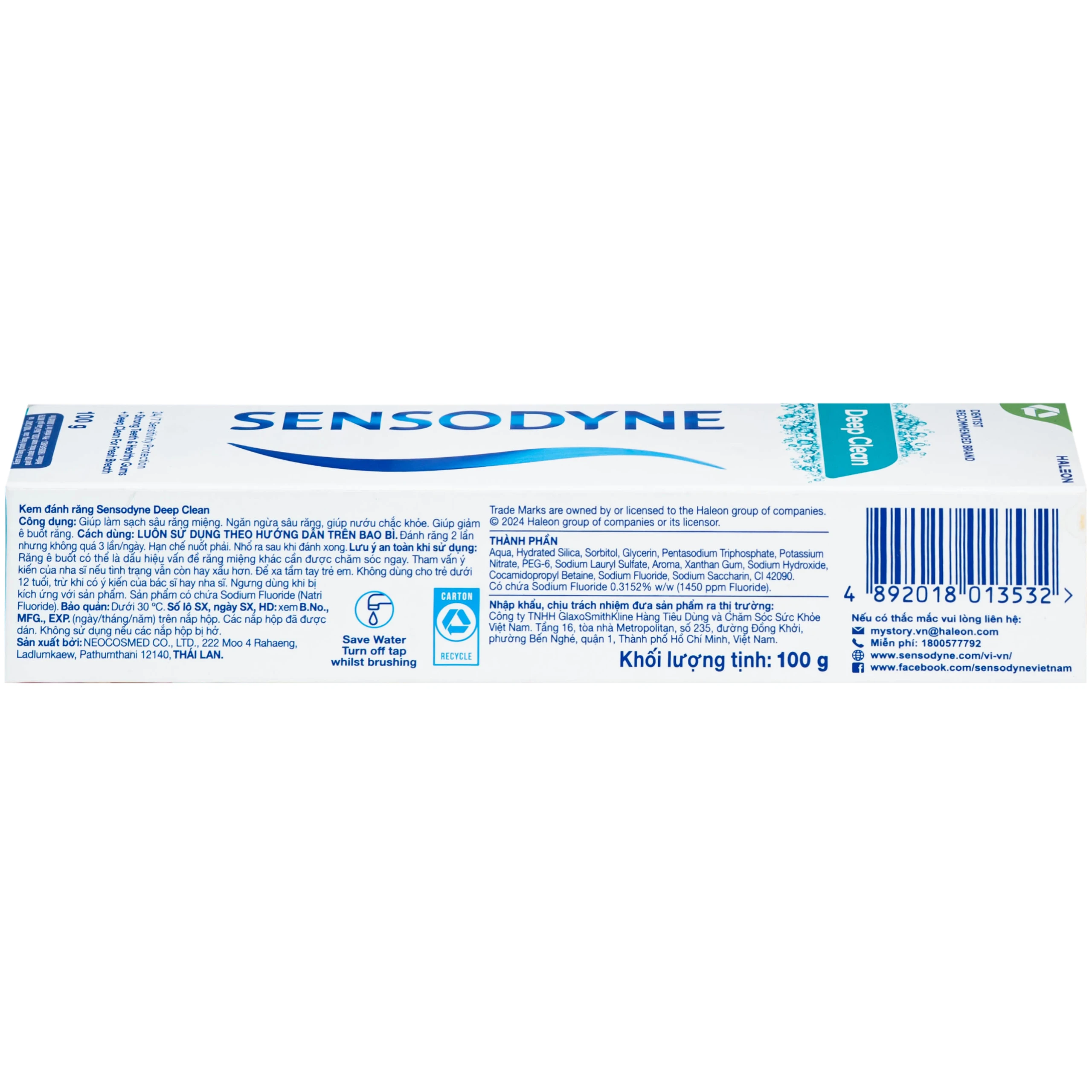 Kem đánh răng Sensodyne deep clean sạch sâu thơm mát (100g) 3