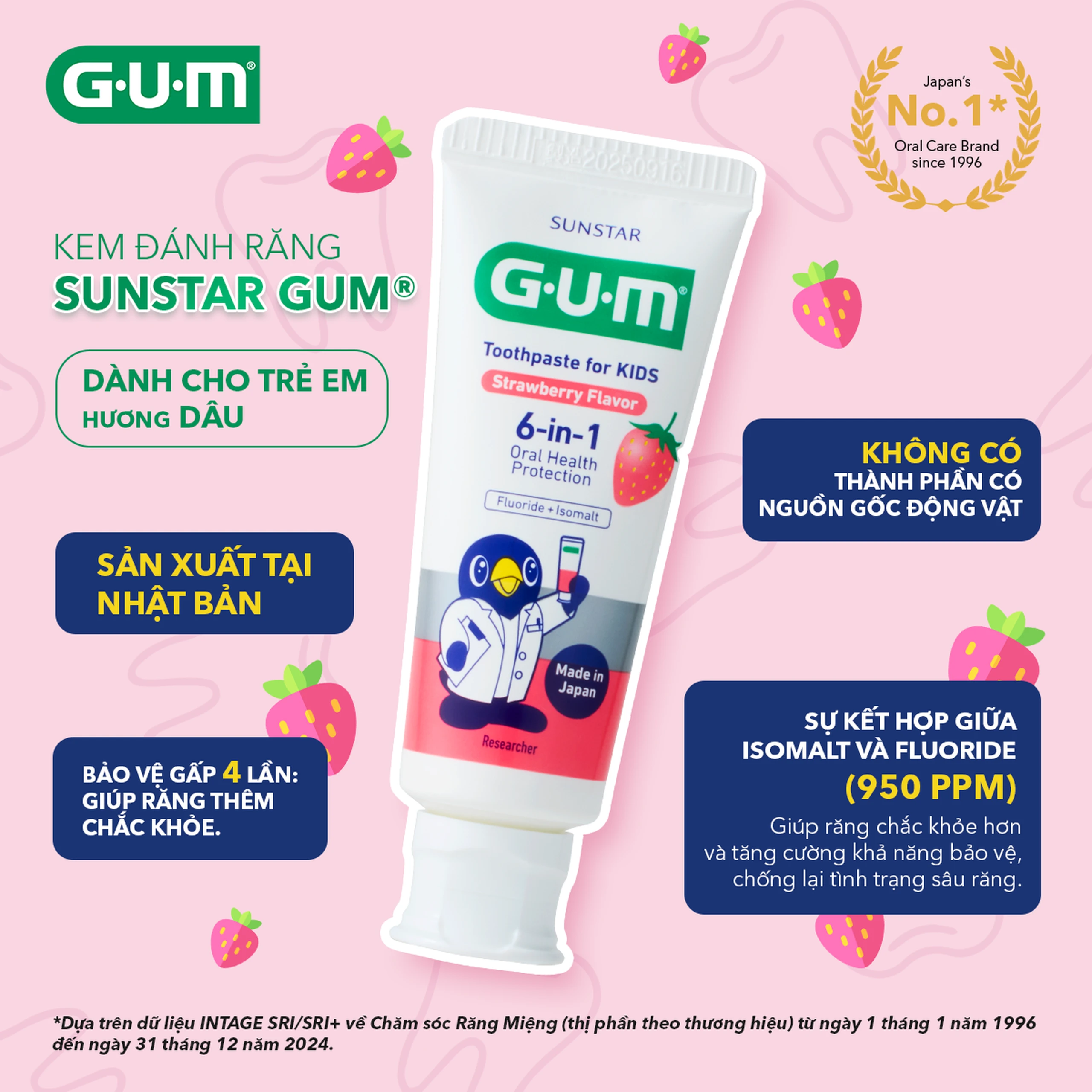 Kem đánh răng Sunstar Gum cho bé 2-6 tuổi, hương dâu 70g 3