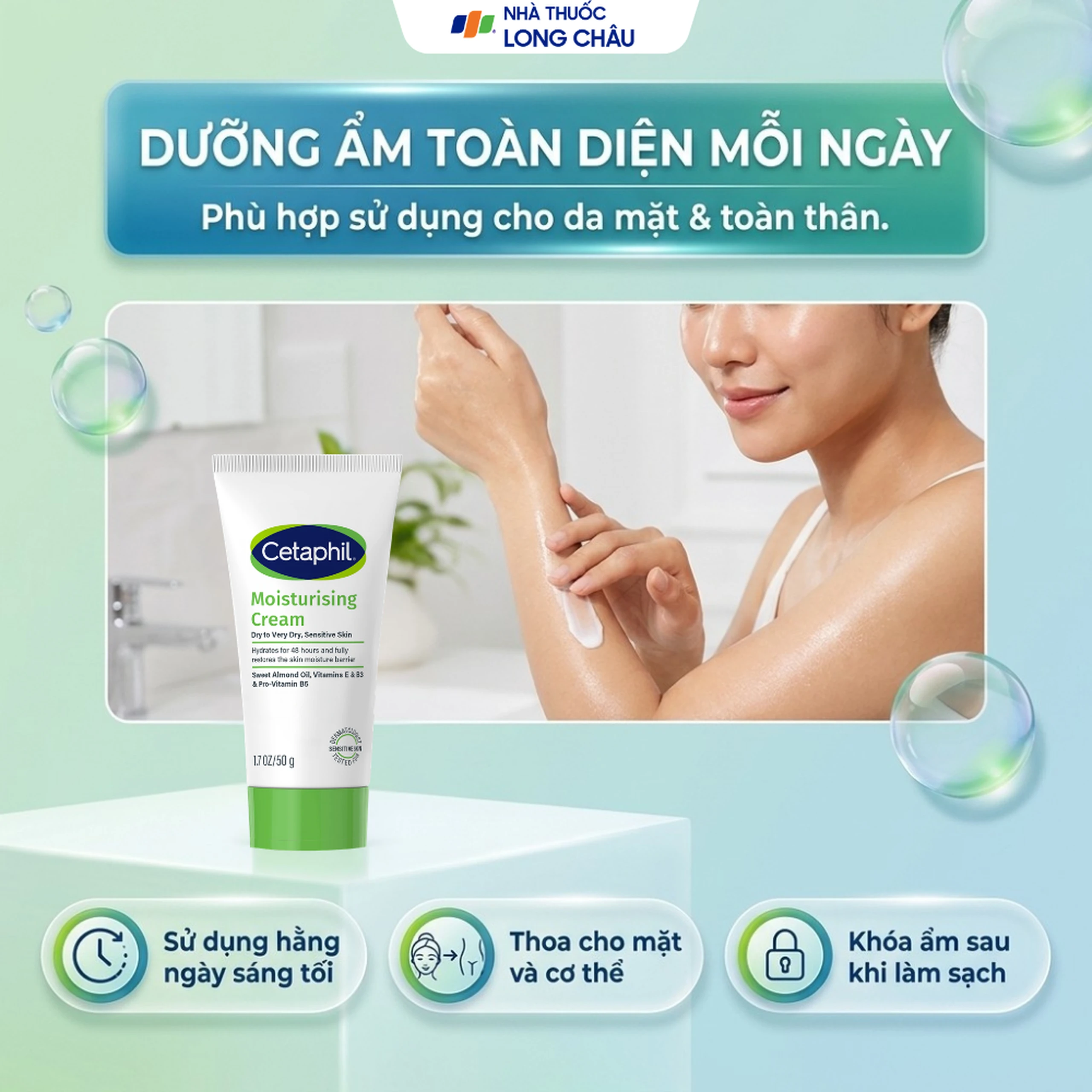 Kem bôi dưỡng ẩm mặt và toàn thân Cetaphil Moisturising Cream Face Và Body 50g 7