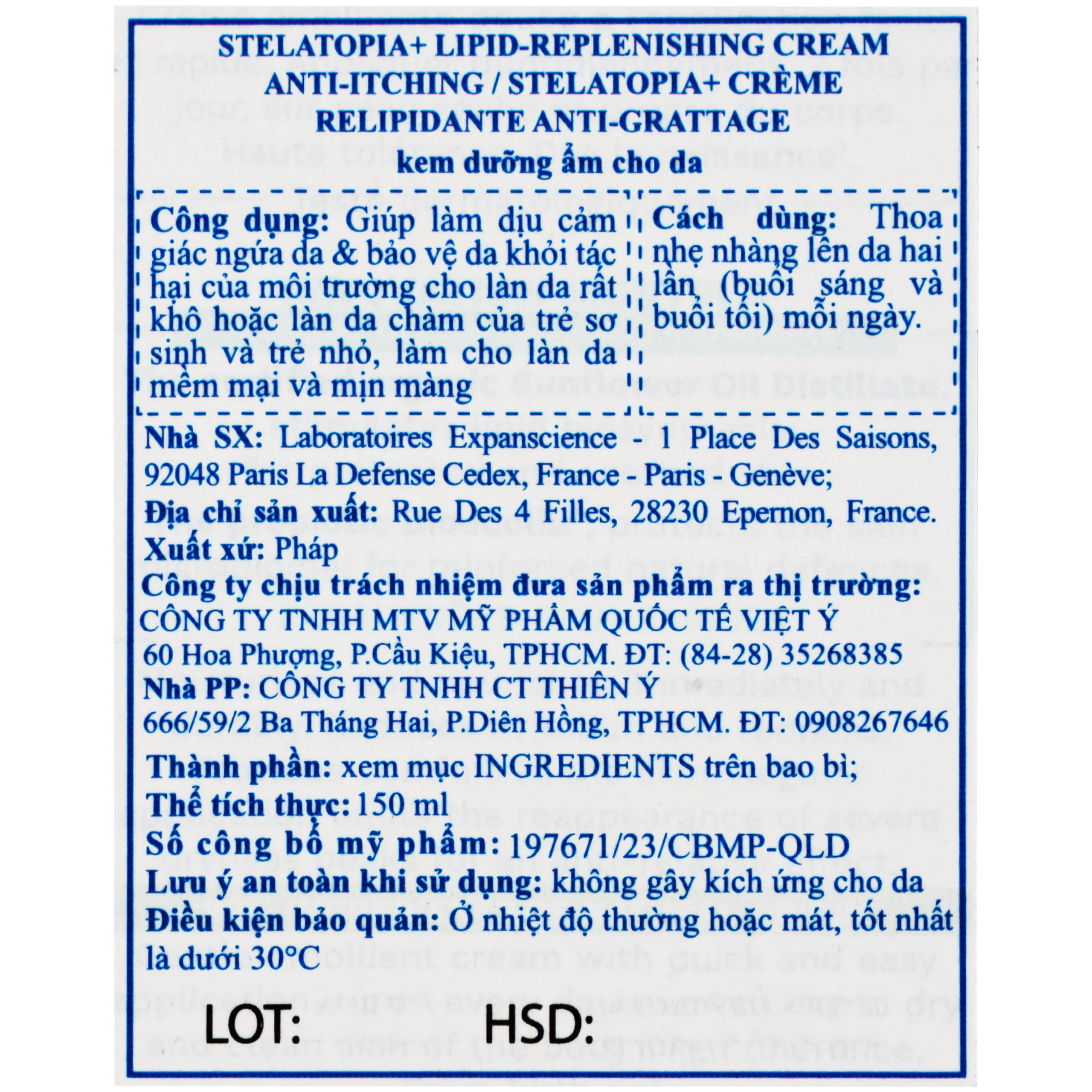Kem dưỡng ẩm cho da chàm thể tạng Mustela Stelatopia+ Lipid-Replenishing Cream Anti-Itching (150ml) 7