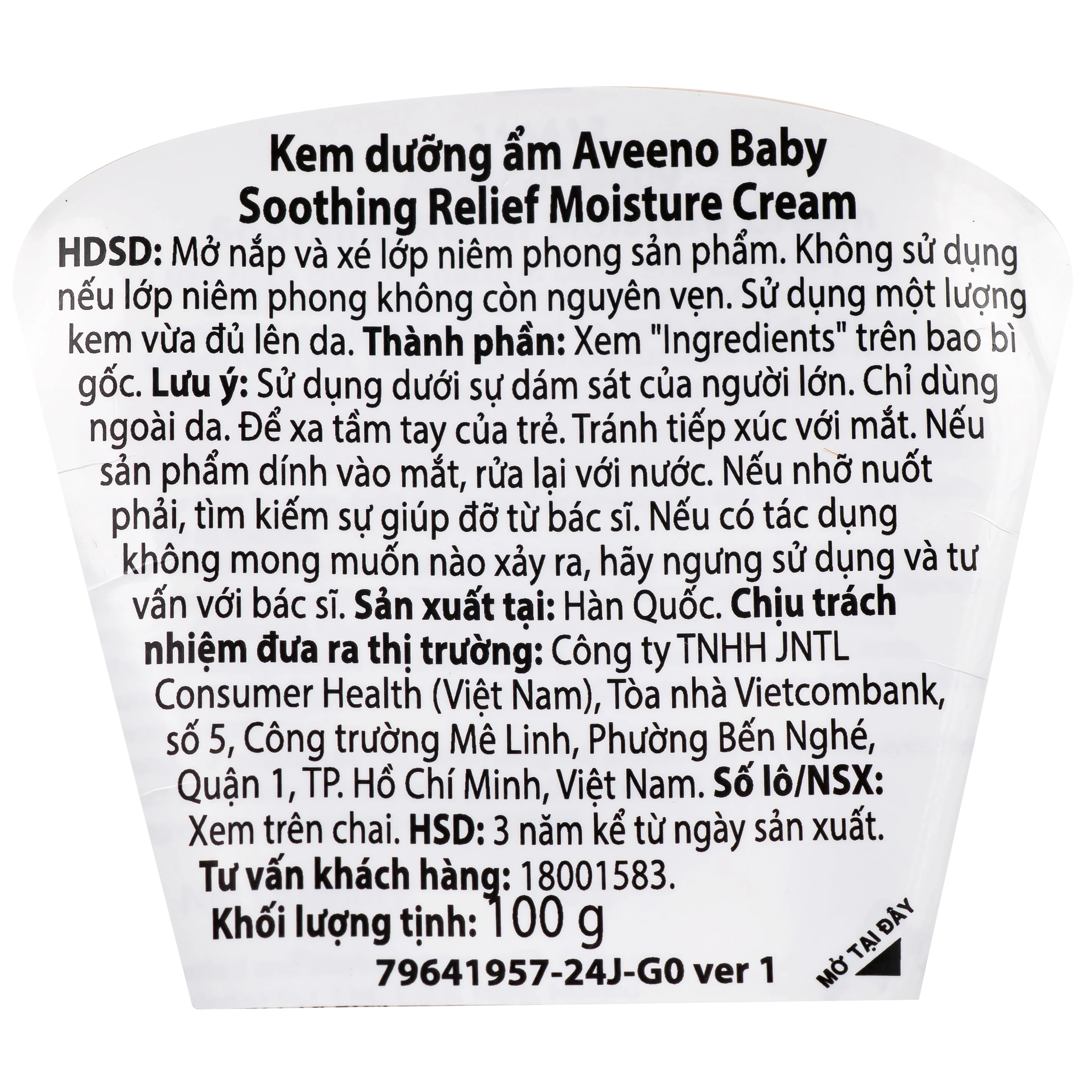 Kem dưỡng ẩm cho da khô ngứa và nhạy cảm Aveeno baby soothing relief moisture cream 100g 4