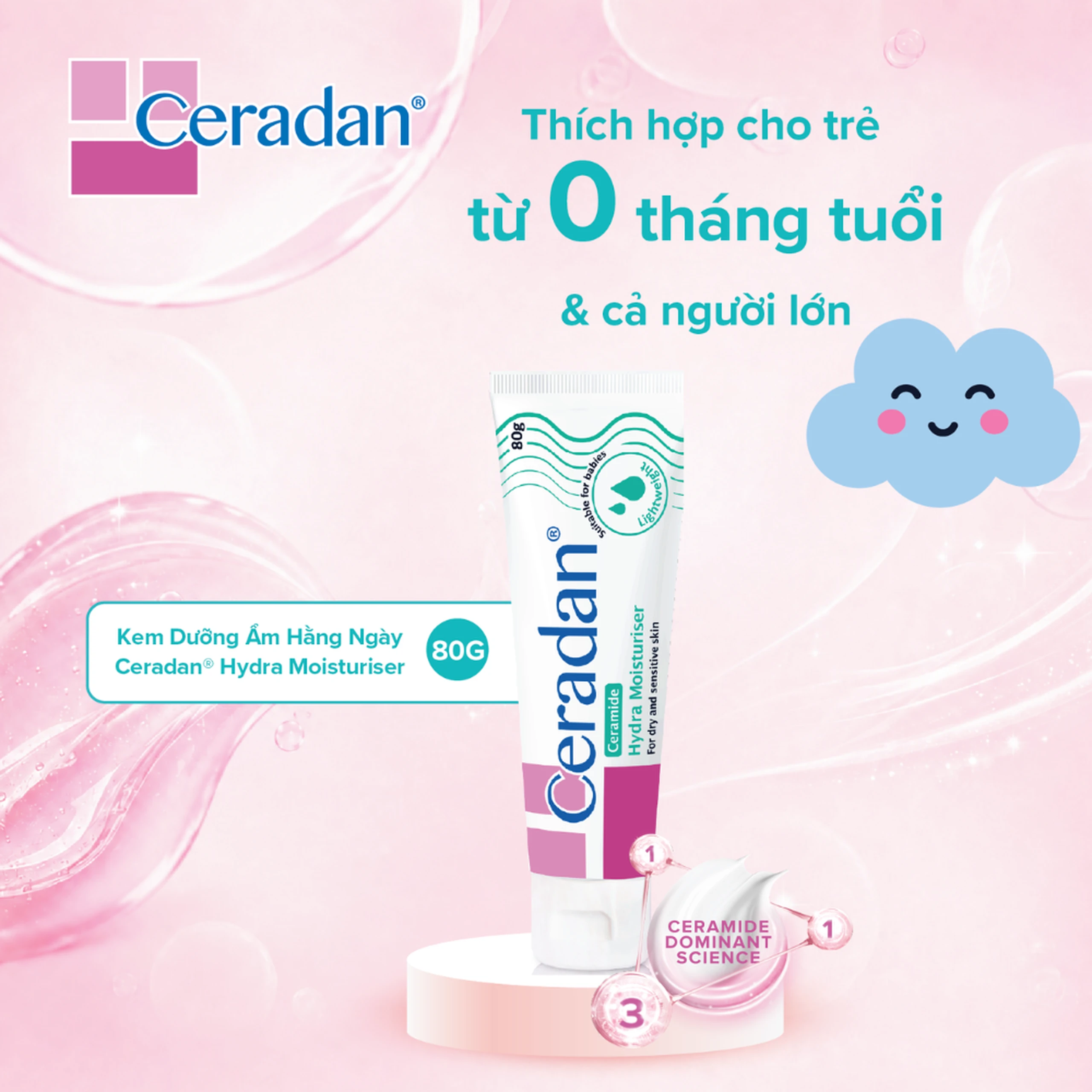 Kem dưỡng ẩm Ceradan Ceramide Hydra Moisturiser 80g 4