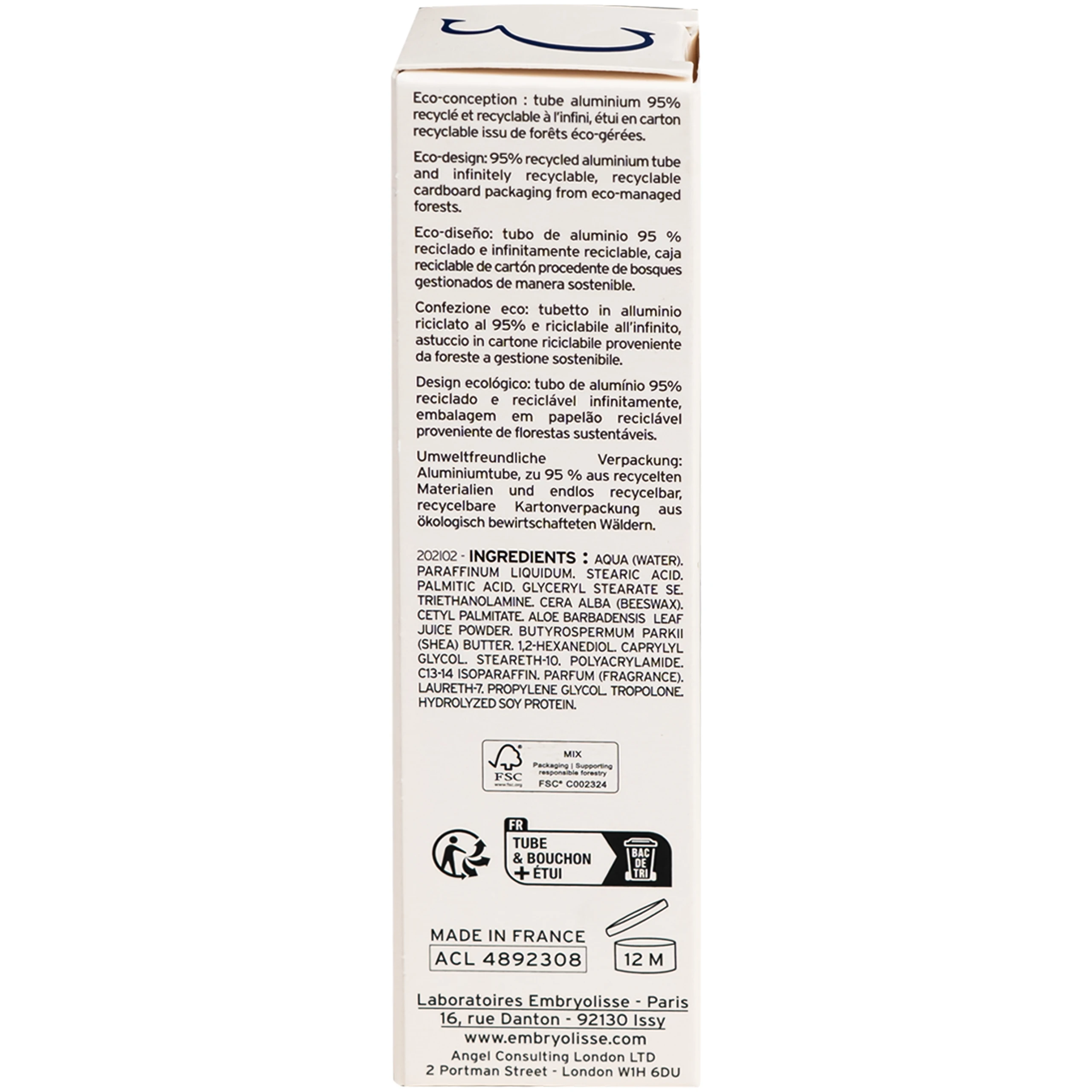 Kem dưỡng ẩm phục hồi da Embryolisse Lait-Crème Concentré hộp (30ml) 6