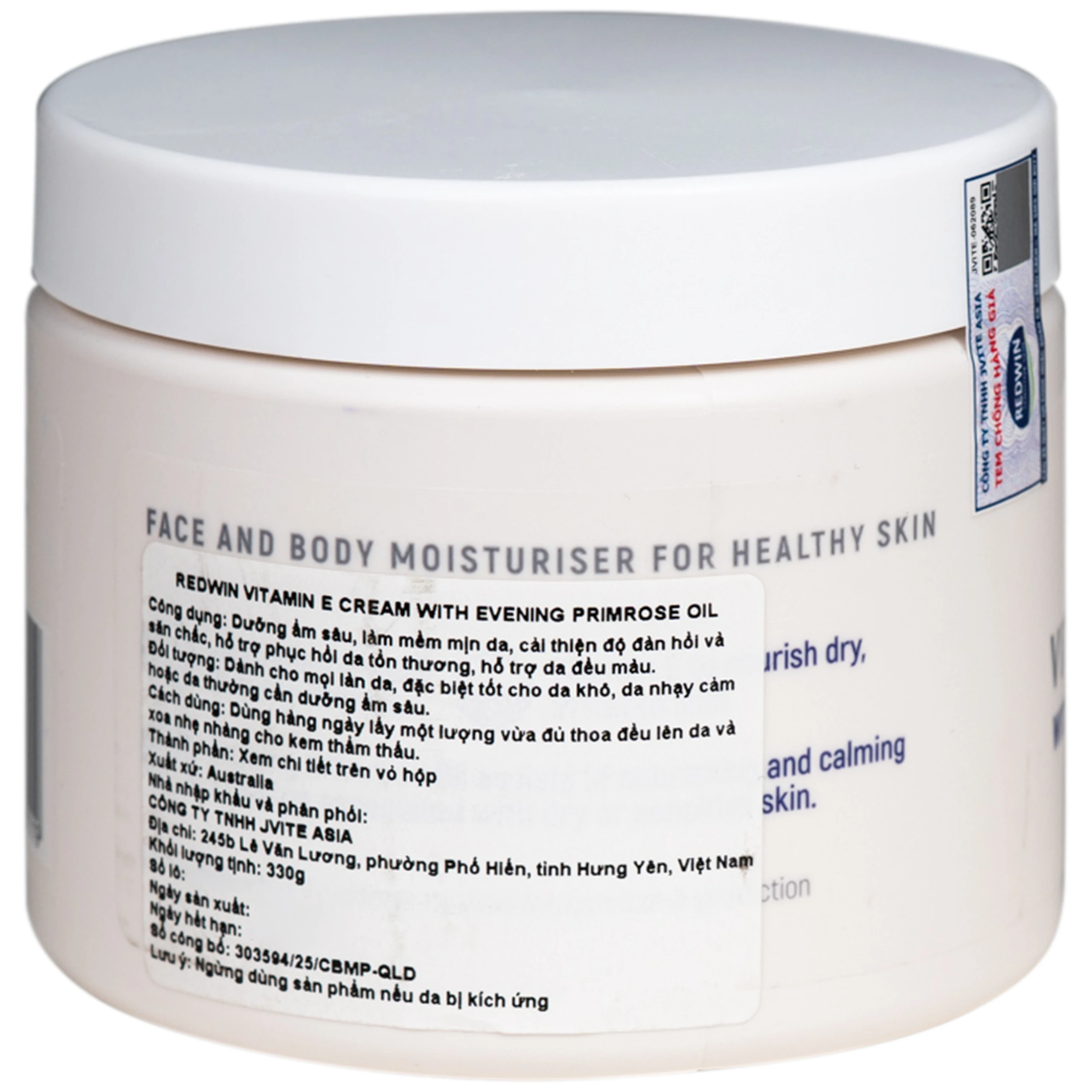 Kem dưỡng ẩm Vitamin E phục hồi da khô nứt nẻ Redwin hủ (330g) 2