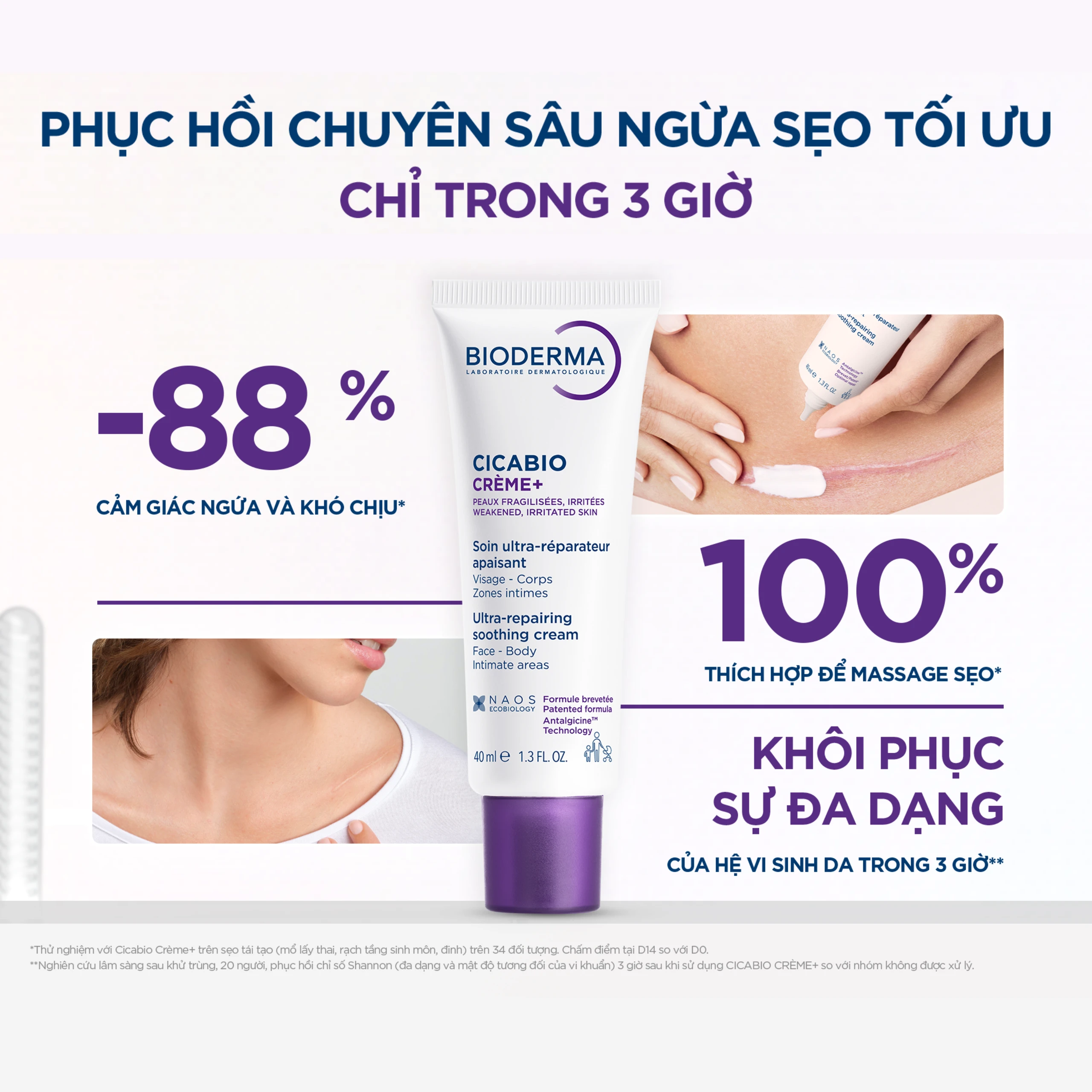 Kem dưỡng Bioderma Cicabio Crème+ giúp phục hồi da tổn thương, hỗ trợ làm mờ sẹo (40ml) 2