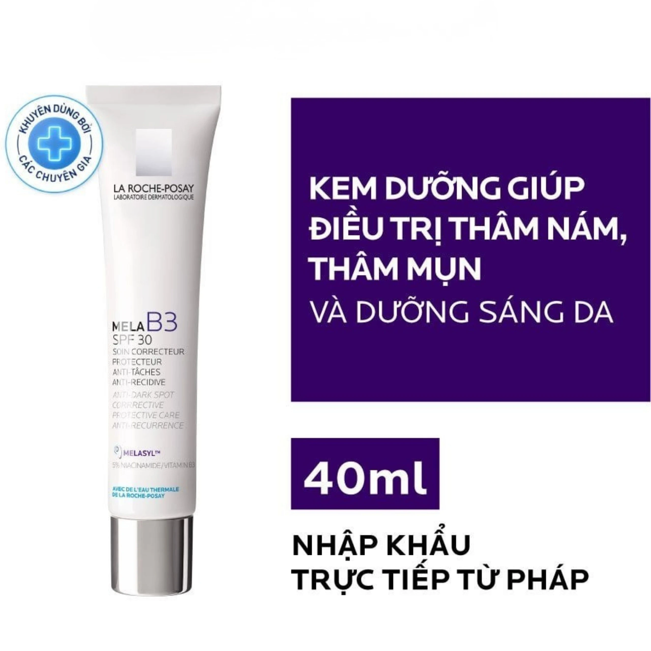 Kem dưỡng La Roche-Posay Mela B3 Cream SPF 30 dưỡng da mềm mịn, mờ thâm nám, dưỡng da sáng và đều màu 